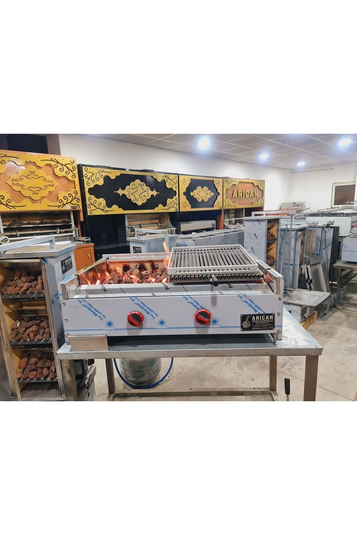 Gazlı Lava Taşlı Kömürlü Izgara Mangal 100 Cm 2