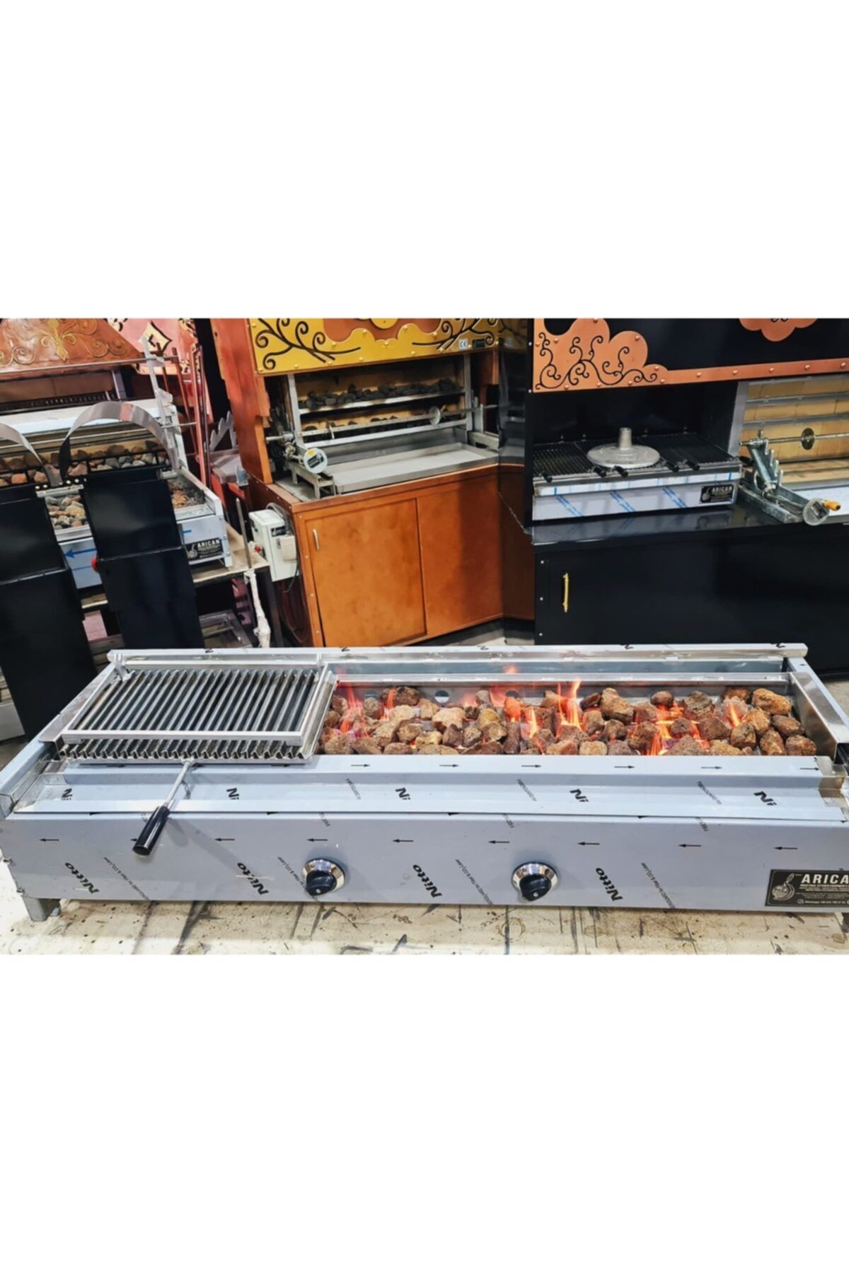 Gazlı Lav Taşlı Izgara Şiş Kebap Ocağı 150 Cm 4
