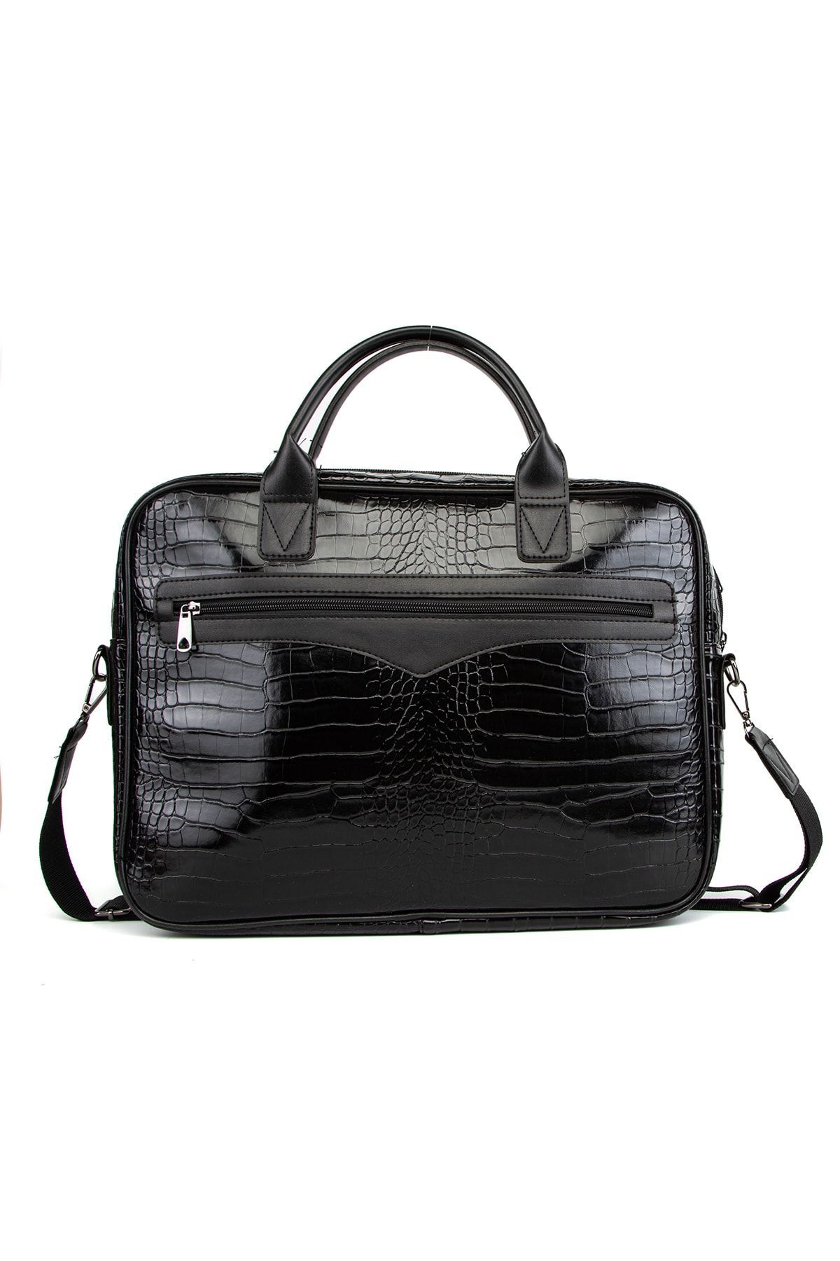  کیف اداری و لپ‌تاپ چرم کروکودیل مشکی 15.6 اینچی