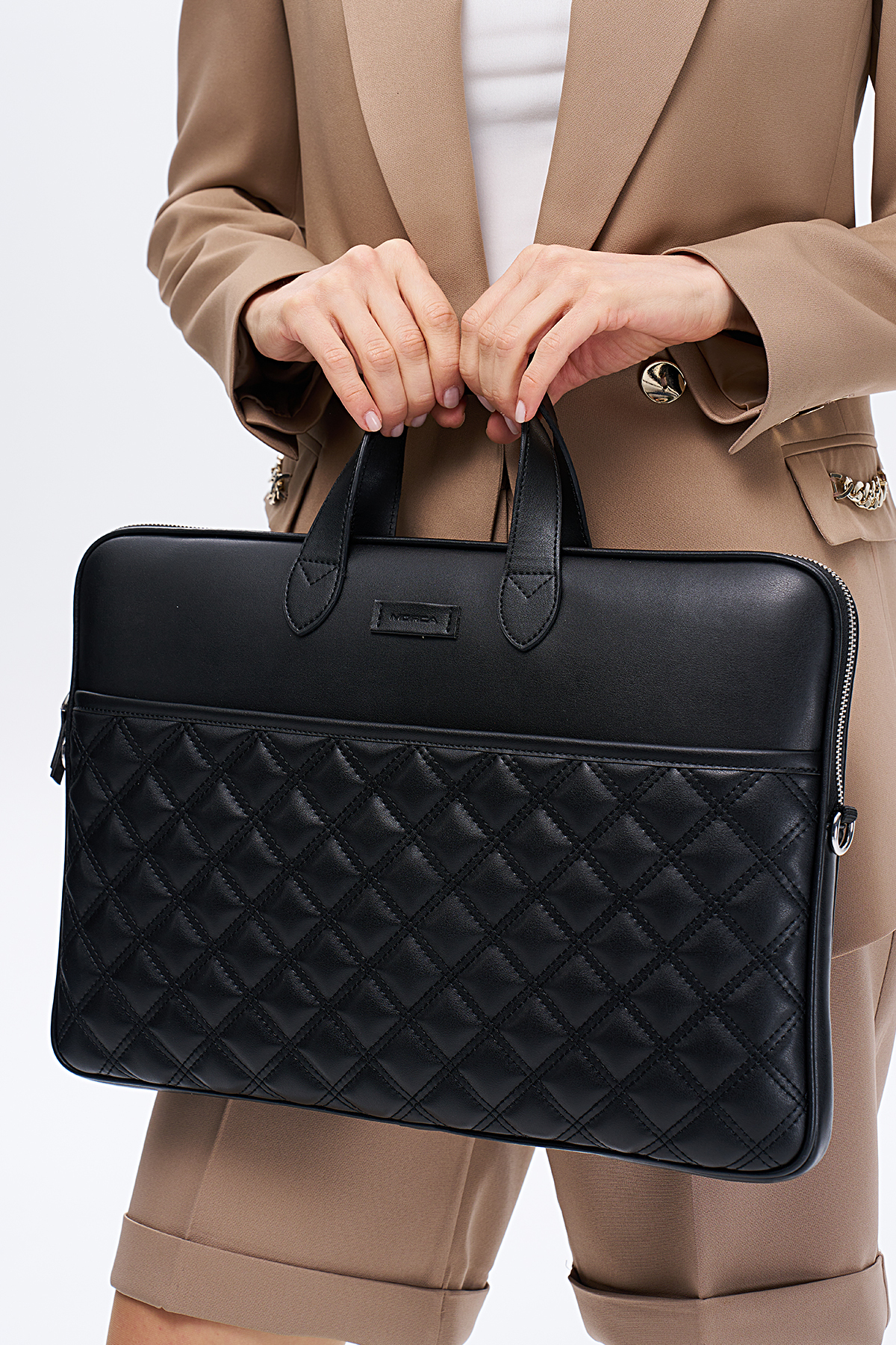 MORCA Macbook Air Pro 15"& 16"inç Laptop Evrak Çantası Siyah Naturel