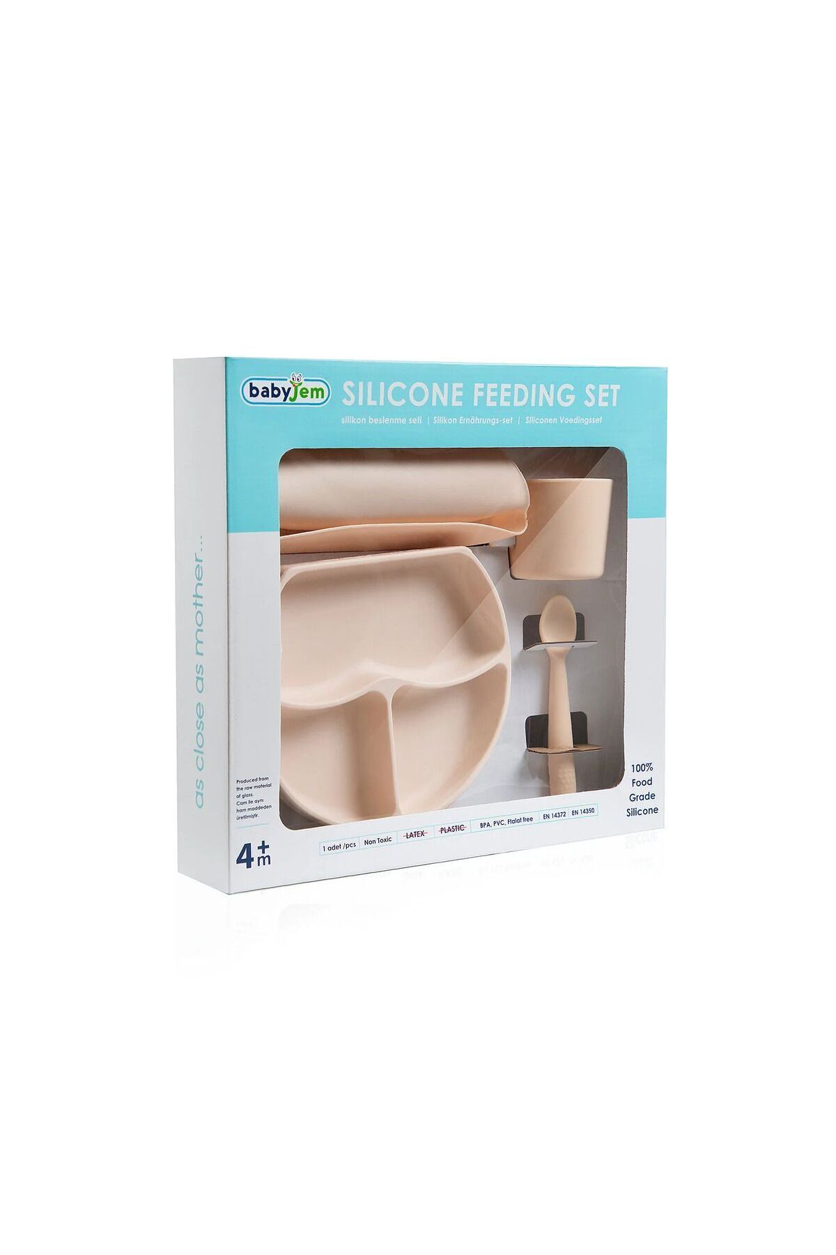 Babyjem Silikon Beslenme Seti Ekru - Silikon Önlük & Tabak & Bardak & Kaşık - BPA İçermez fotoğrafı 6 (önizleme)