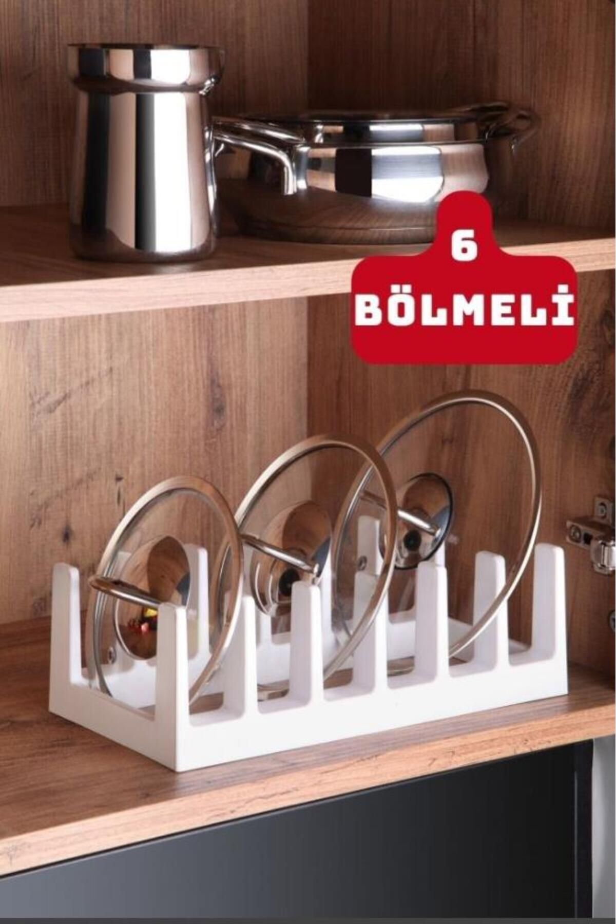 6 Compartment Cookware Lid Organizer Plate Arrangement Stand