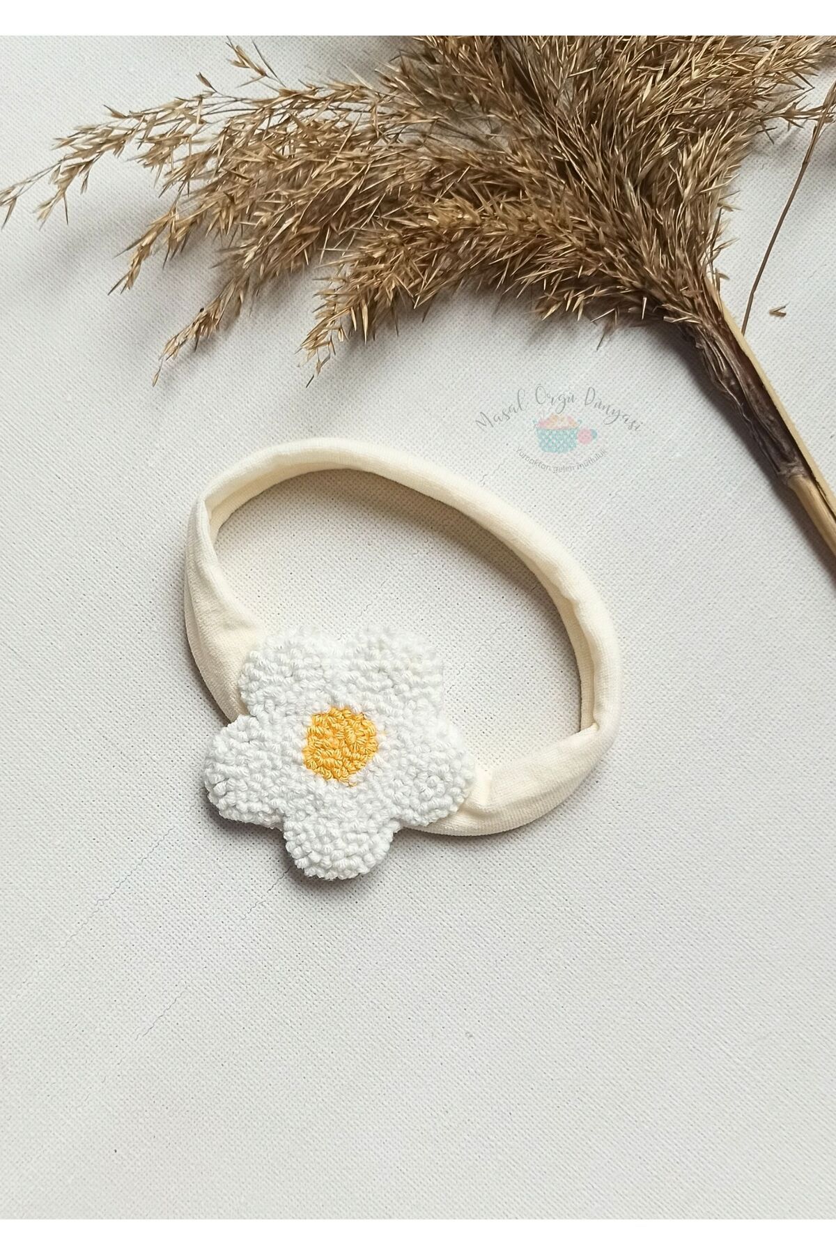 Masal Örgü Dünyası Punch Papatya Saç Bandı Bandanası - Hair Band / Bandana fotoğrafı 3 (önizleme)