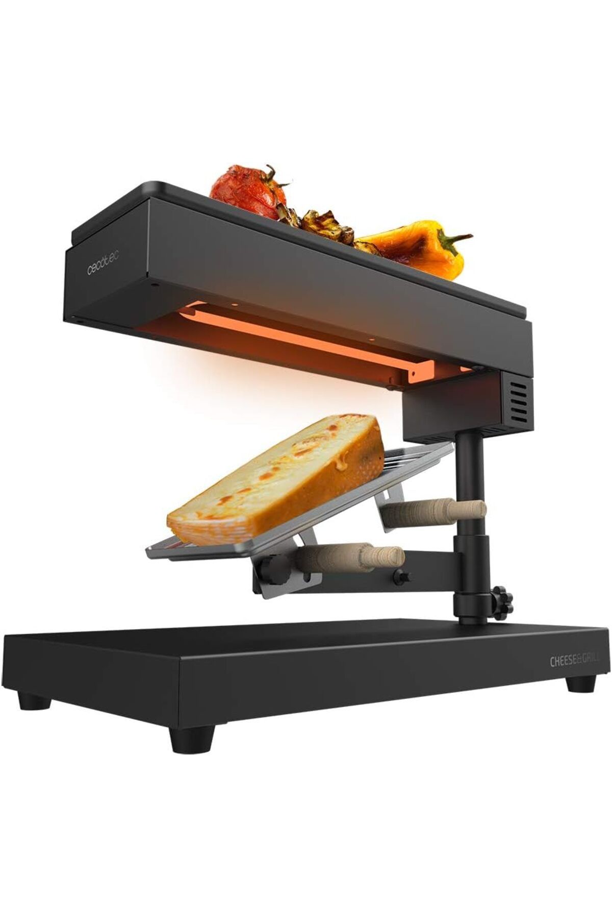 CECOTEC Raclette Cheese & Grill 6000 Siyah. 600W Izgara Fonksiyonu, Paslanmaz Çelik, Ayarlanabilir Termostat