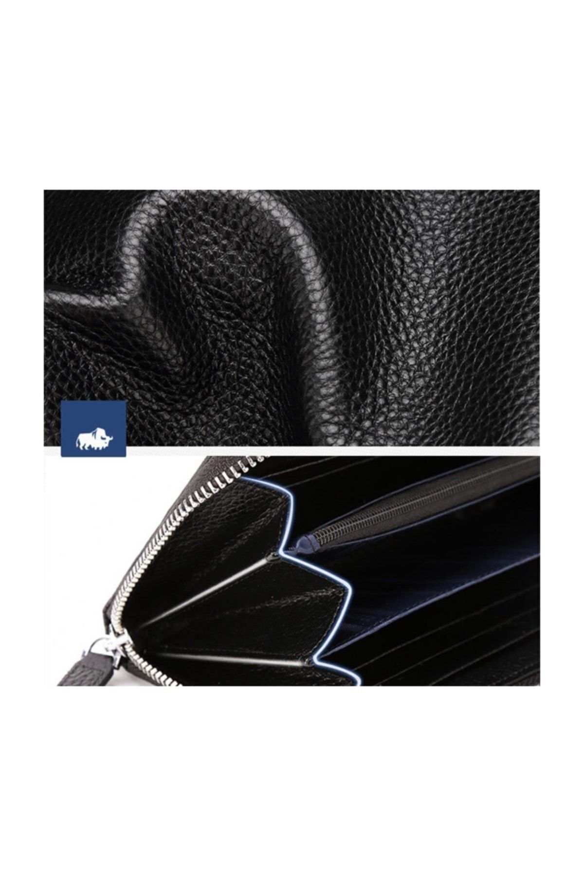 کیف پول مردانه مشکی BISON DENIM | bisondenimbigsx اورجینال - تصویر 3