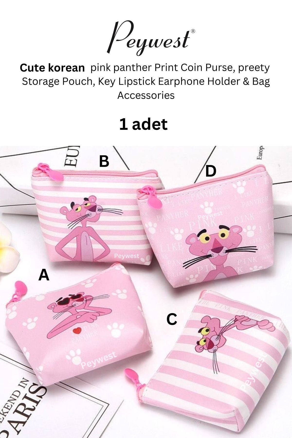 PEYWEST Kore Mini 12cmx10cm Bozuk Para Cüzdanı Fermuarlı Küçük Kadın Cüzdanı görsel 2