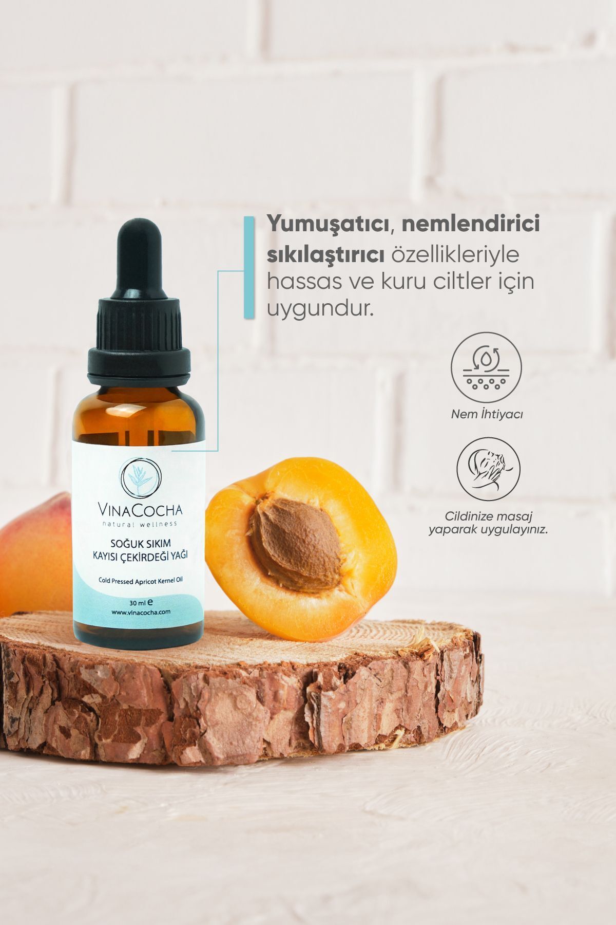 روغن هسته زردآلو فشرده سرد 30 میلی لیتر Vinacocha