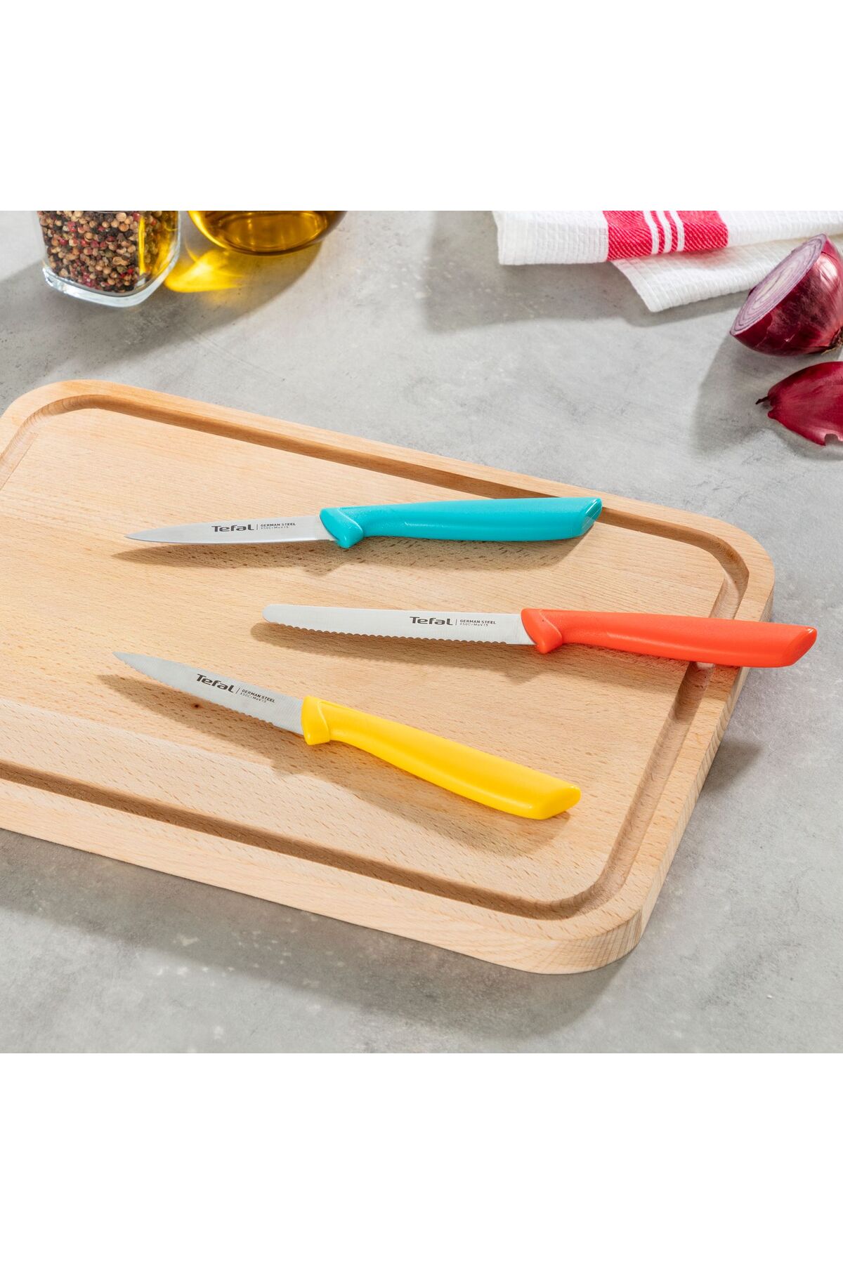 TEFAL Colorful Colorfood 3-Piece Peeling and Multi-Purpose Knife Set
