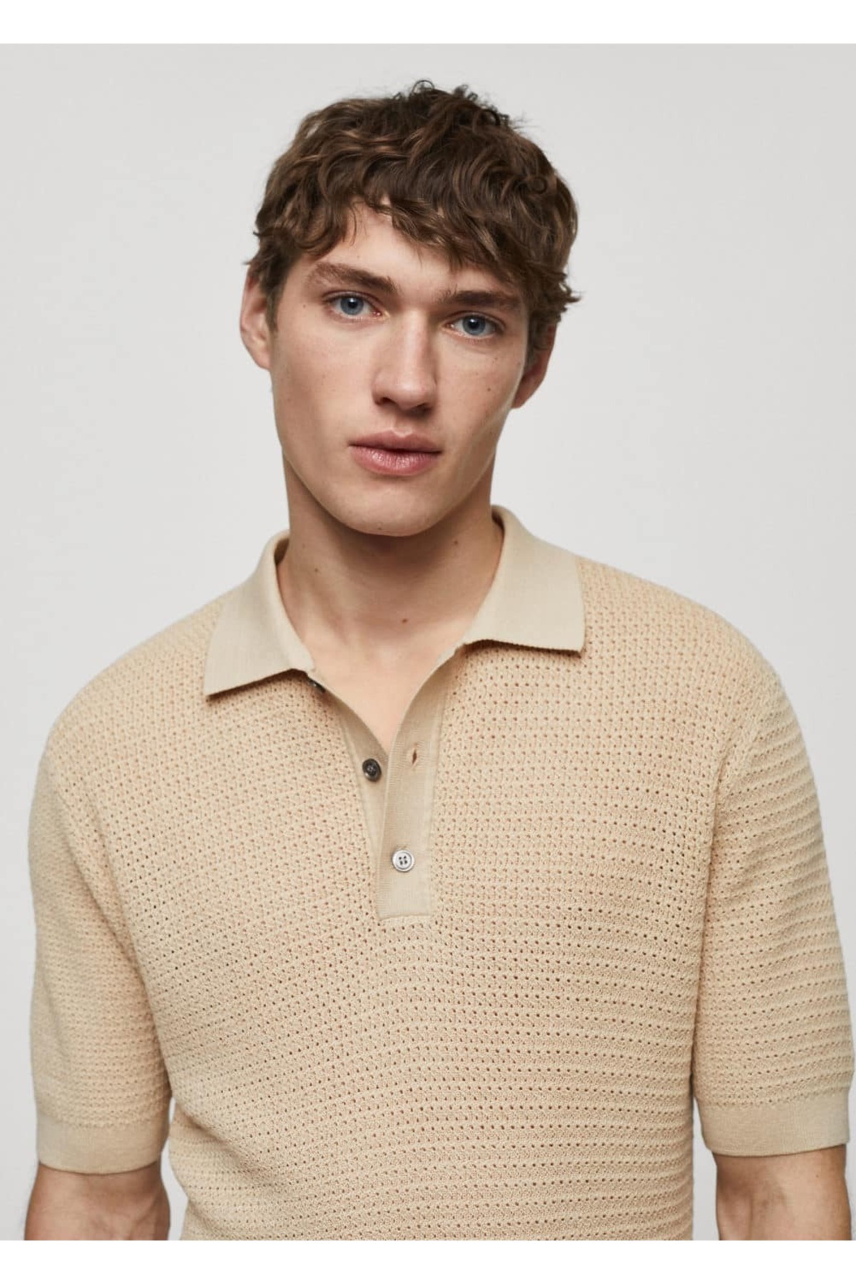 بافت و پلیور مردانه بژ منگوMANGO Man | 67067698 اورجینال - تصویر 6