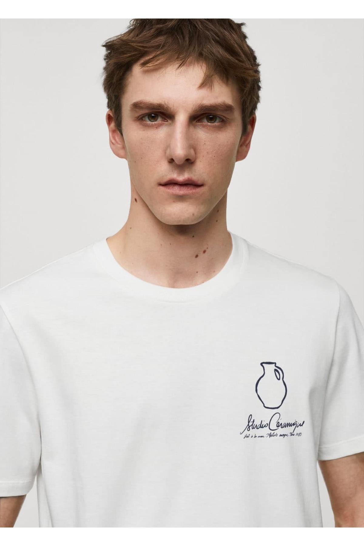 تیشرت MANGO Man طرح دار ۱۰۰٪ نخ پنبه اورجینال - تصویر 5