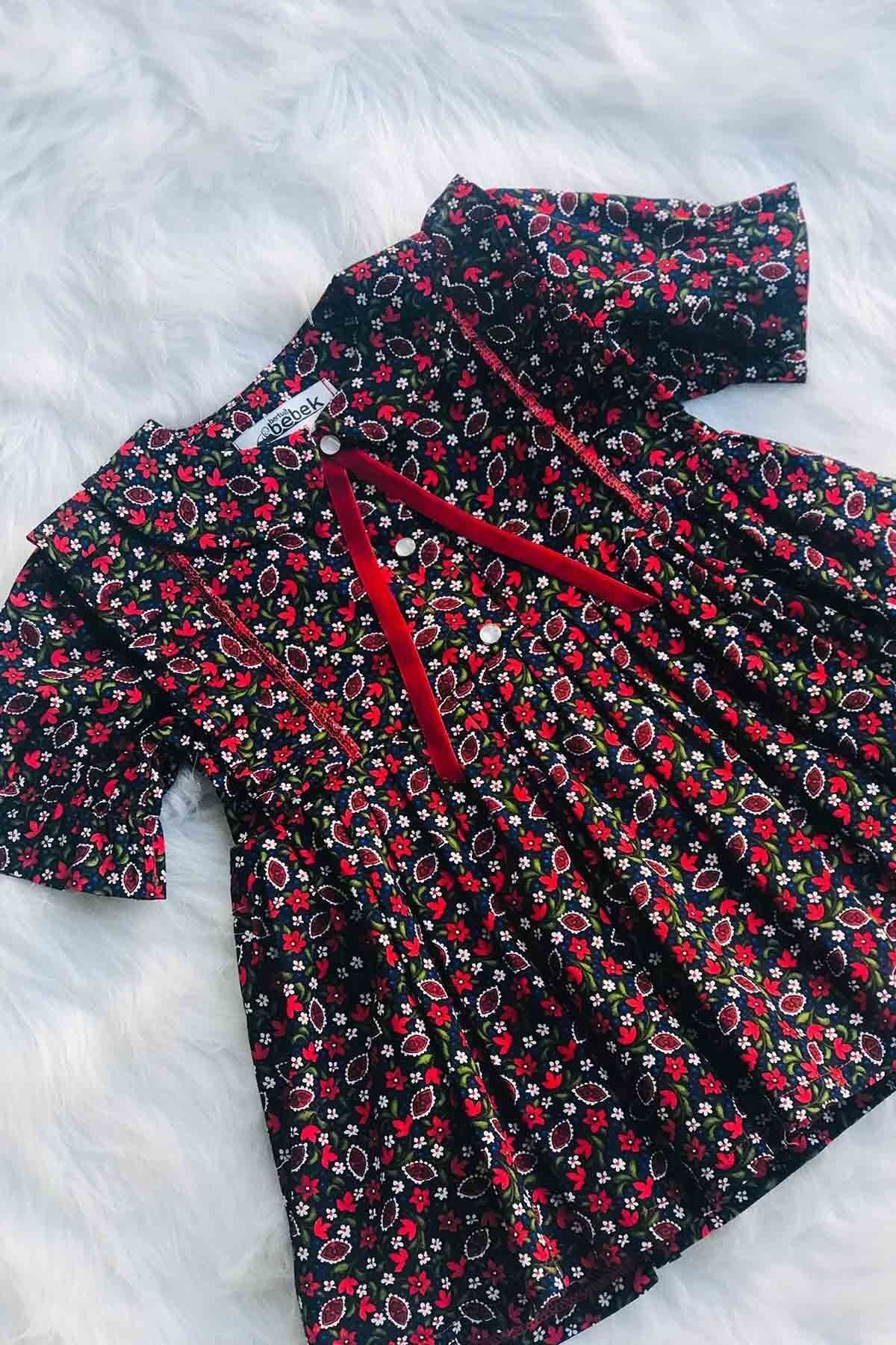 Bertuğ Bebek-Rochie din bumbac pentru bebelusi cu guler pentru bebelusi cu imprimeu floral de toamna 6