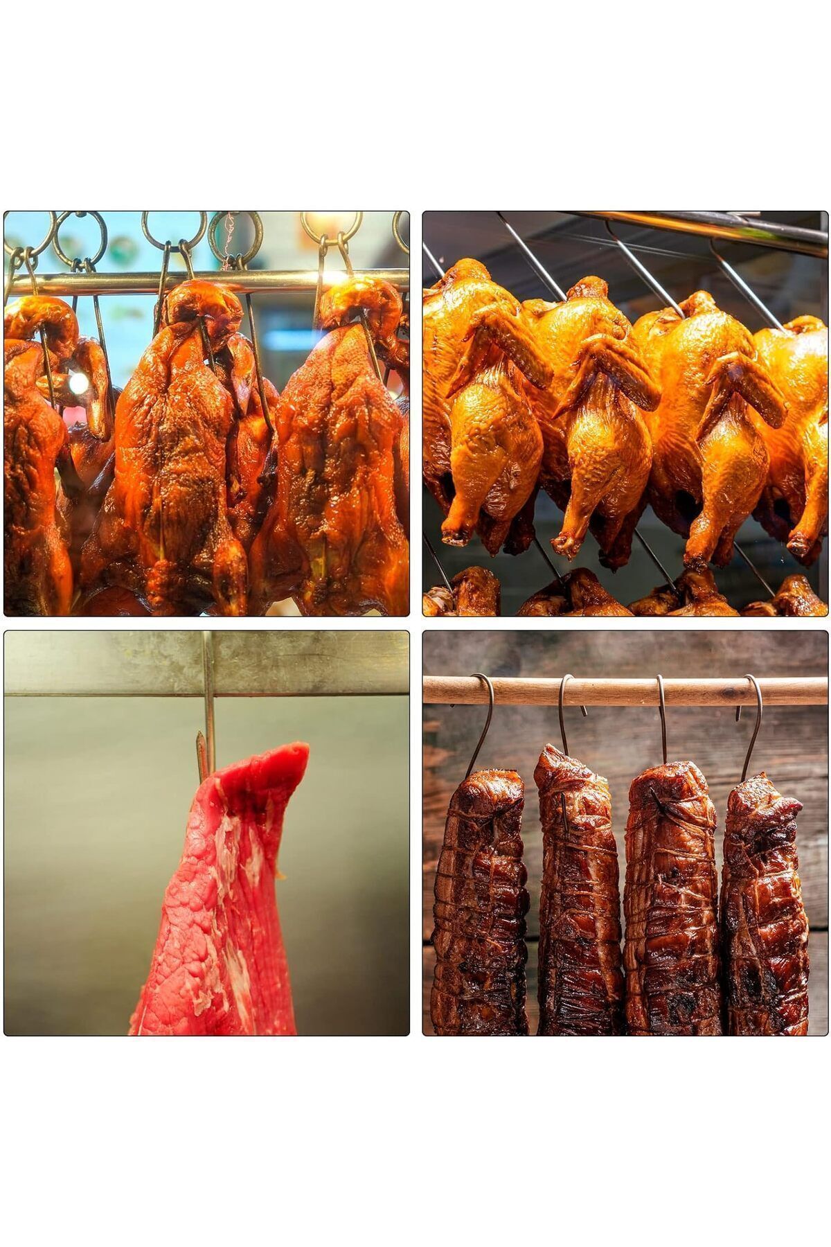 RELATOS Döner Mekanizmalı Çift Kancalı Et Asma Kancası Kurban Tavuk Et Kancası Dayanıklı Metal