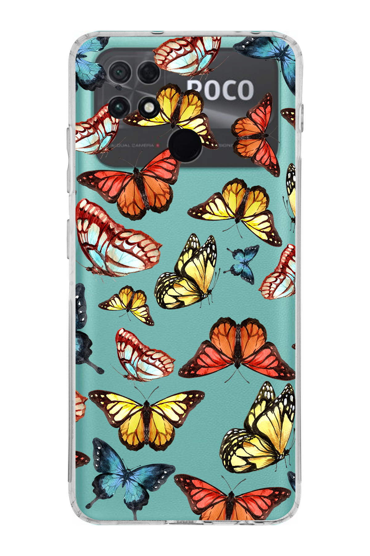 POCO C40 ile Uyumlu Water Color 2  Kamera Korumalı Şeffaf  Kılıf