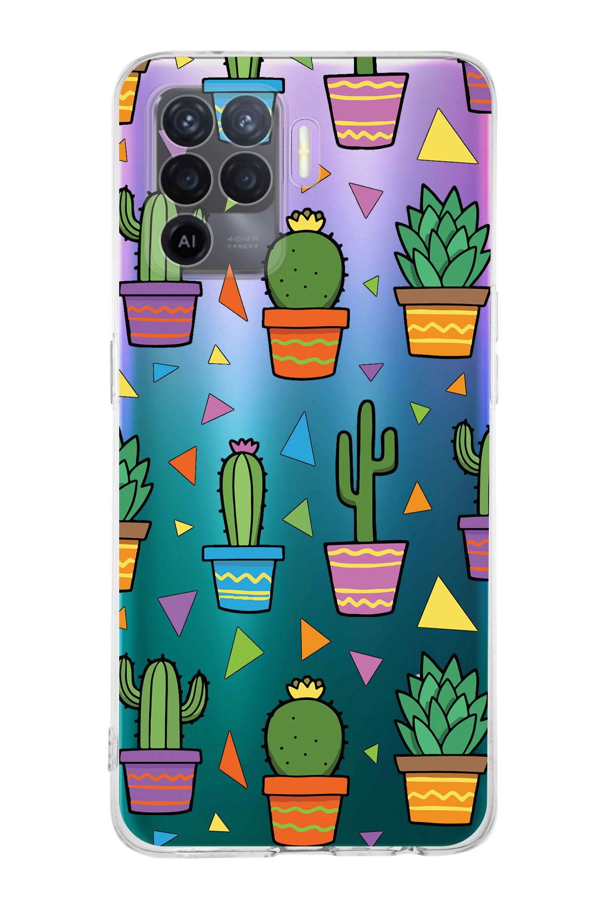 Oppo A92 ile Uyumlu Water Color 4  Kamera Korumalı Şeffaf  Kılıf