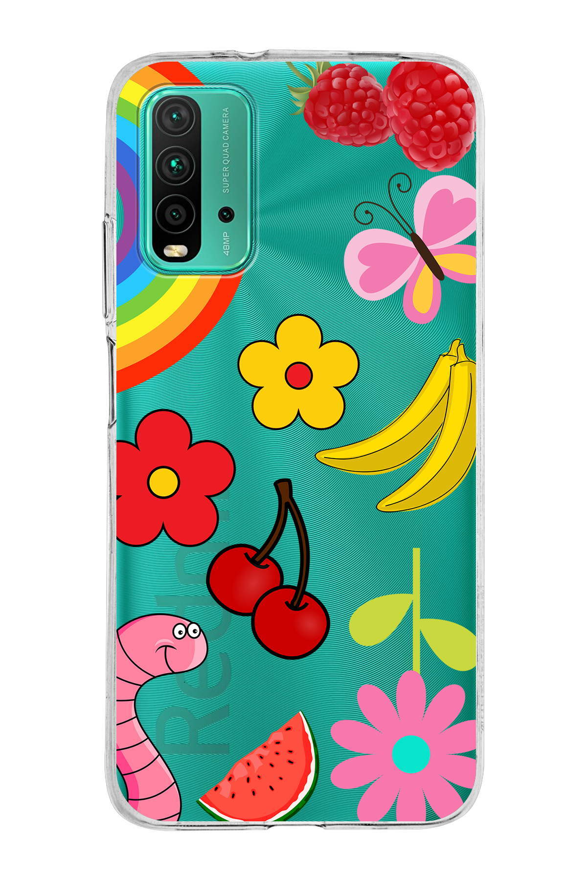 Poco M3 ile Uyumlu Water Color 5  Kamera Korumalı Şeffaf  Kılıf