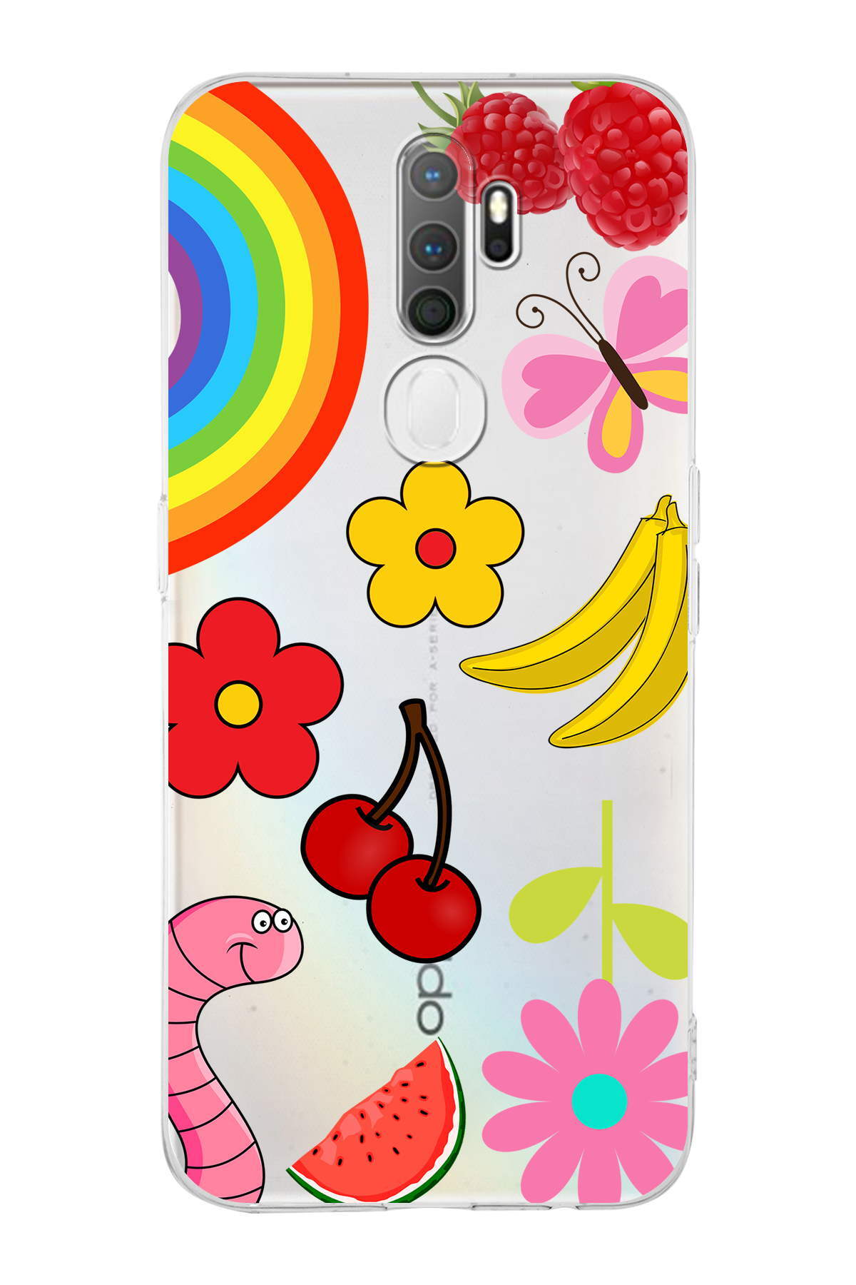 Oppo A5 2020 ile Uyumlu Water Color 5  Kamera Korumalı Şeffaf  Kılıf