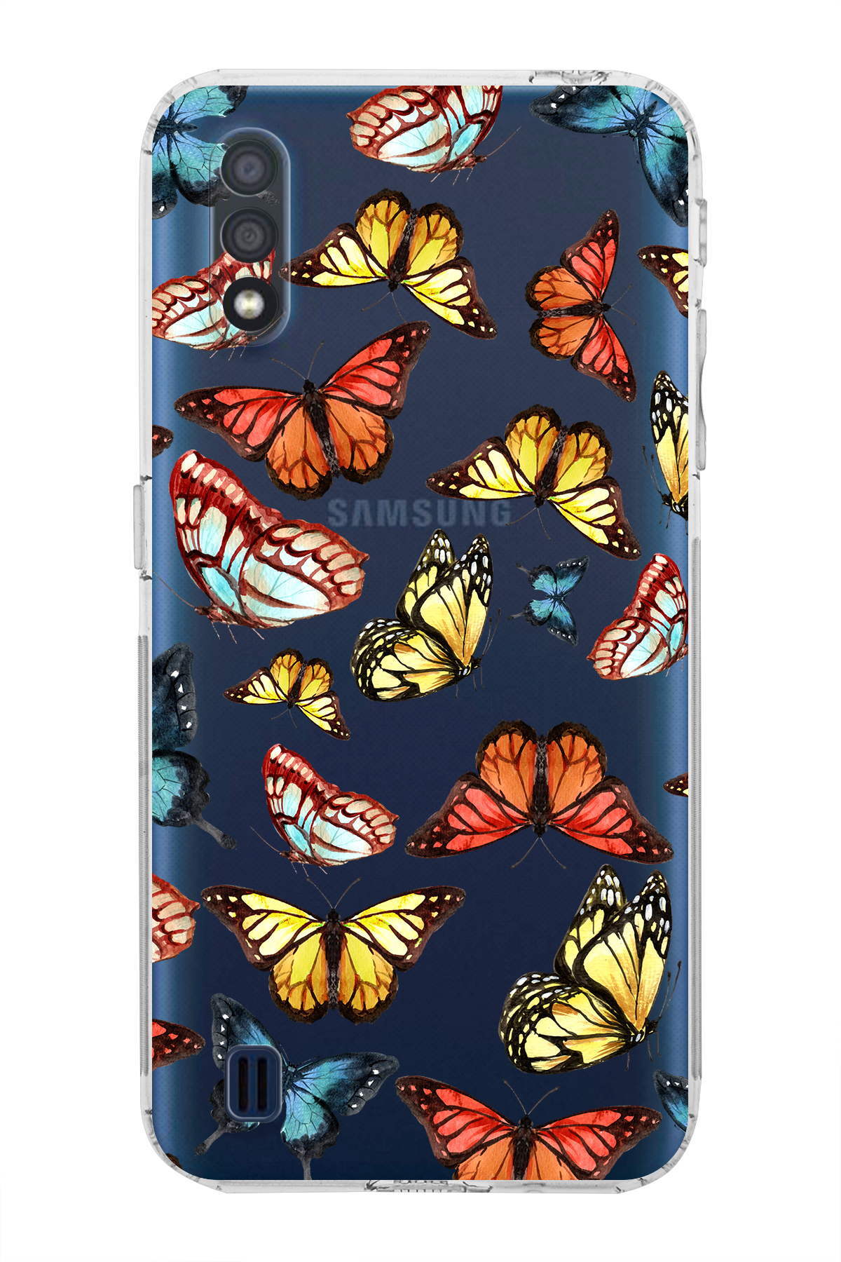 Samsung Galaxy A01 ile Uyumlu Water Color 2  Kamera Korumalı Şeffaf  Kılıf