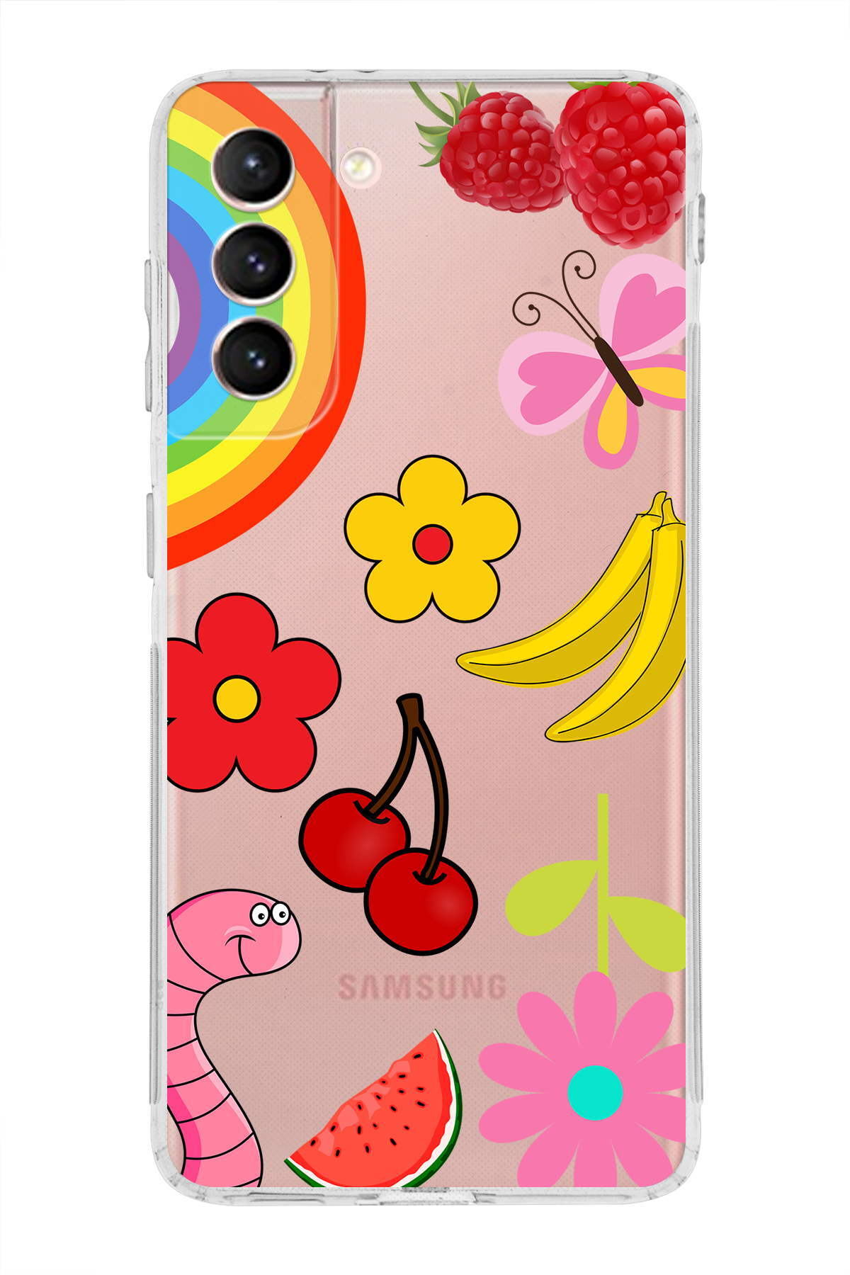 Samsung Galaxy S21 ile Uyumlu Water Color 5  Kamera Korumalı Şeffaf  Kılıf