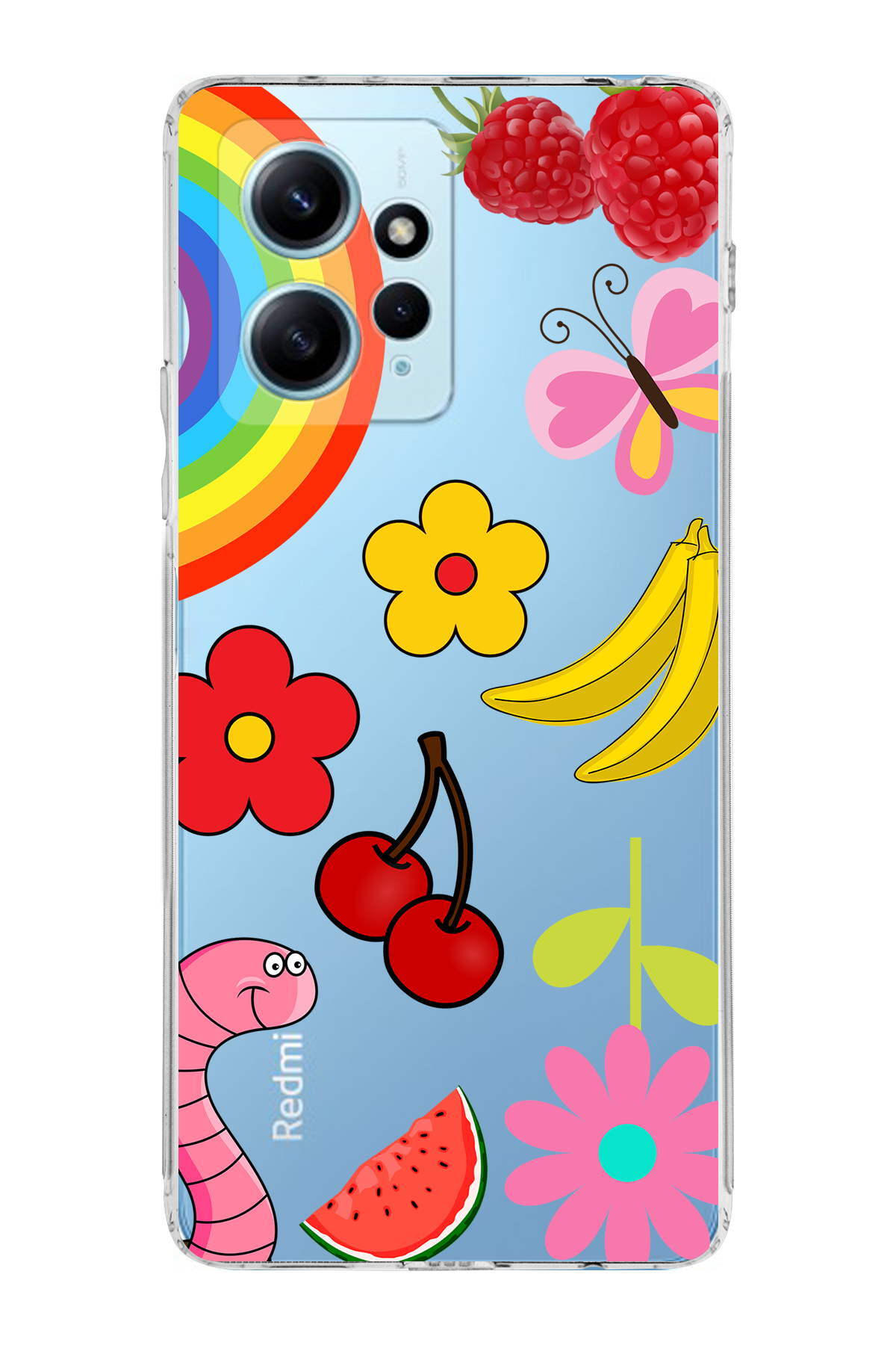 Xiaomi Redmi Note 12 4G ile Uyumlu Water Color 5  Kamera Korumalı Şeffaf  Kılıf