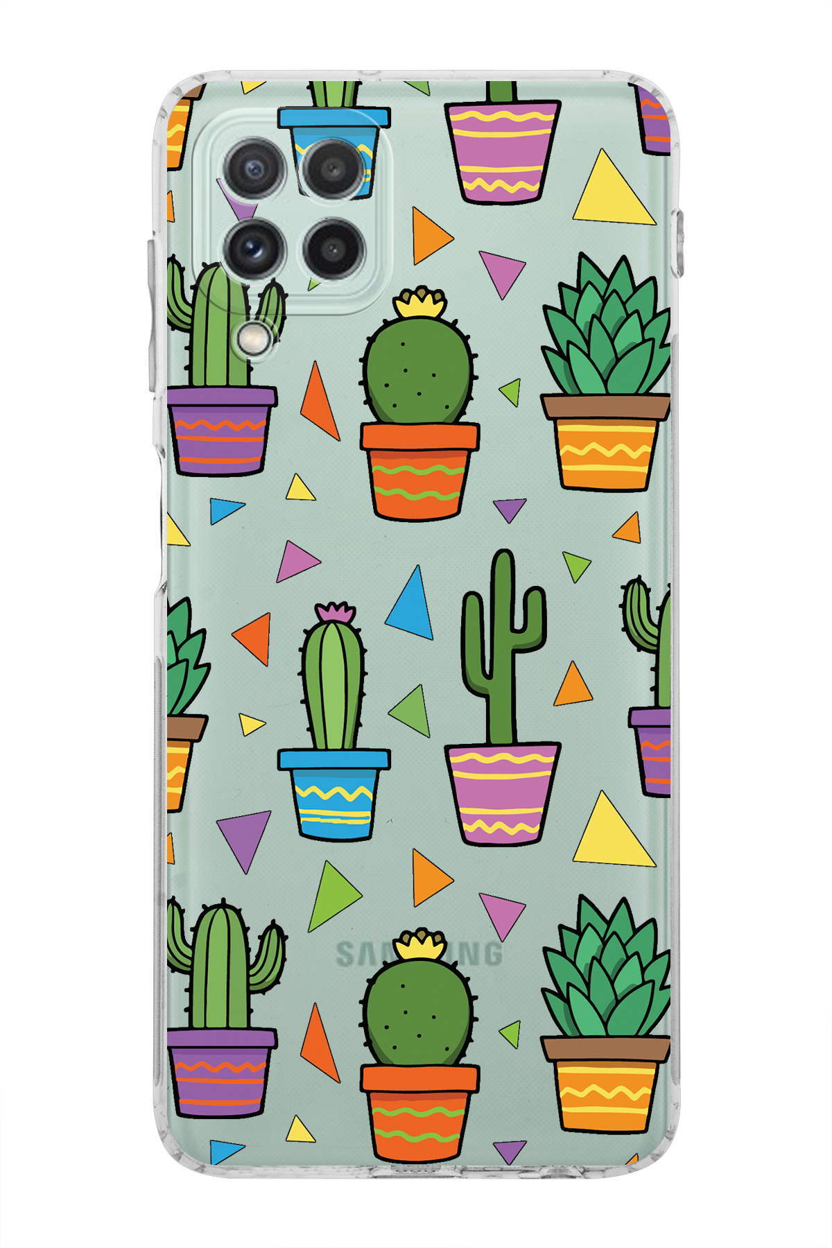 Samsung Galaxy A22 ile Uyumlu Water Color 4  Kamera Korumalı Şeffaf  Kılıf