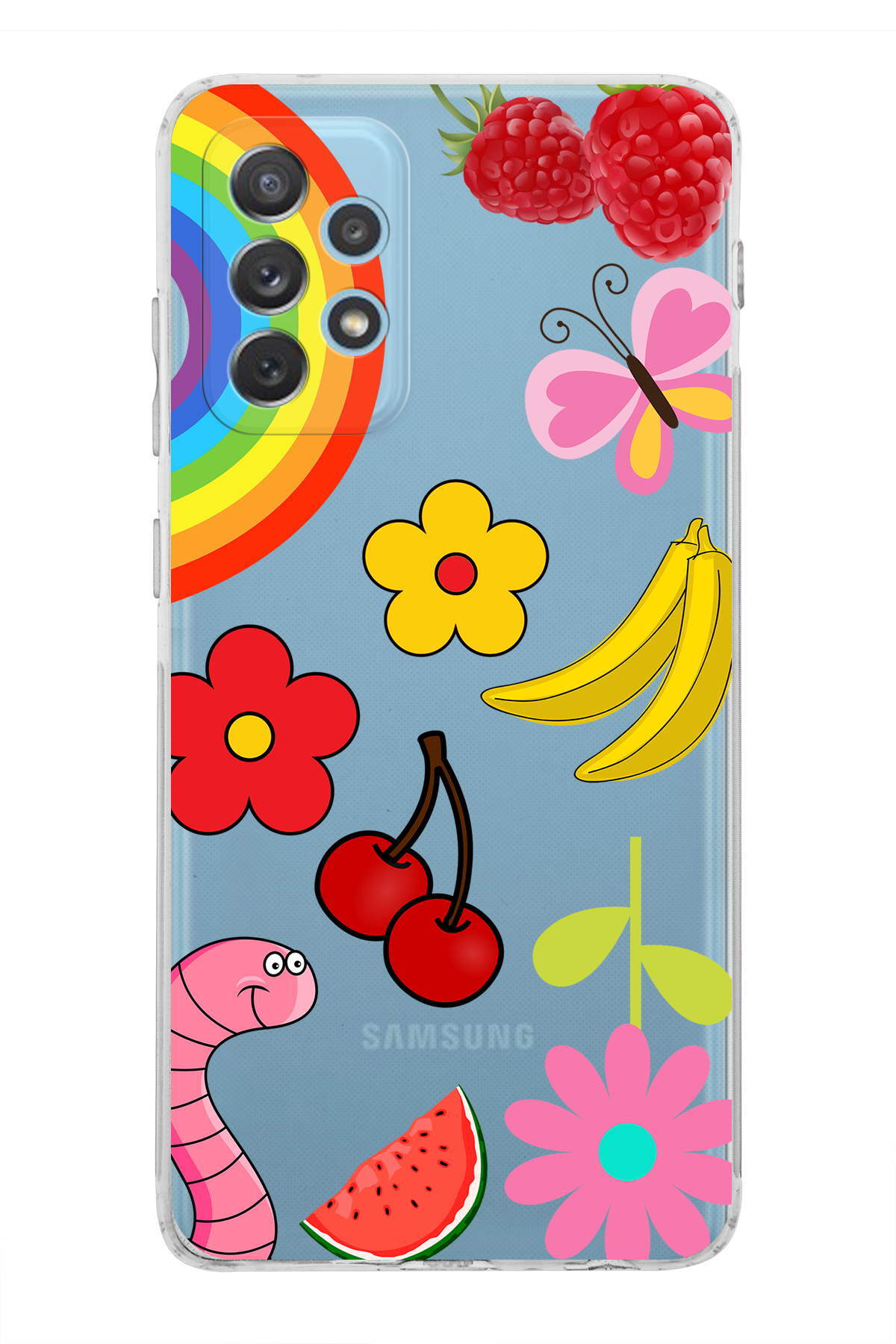 Samsung Galaxy A13 ile Uyumlu Water Color 5  Kamera Korumalı Şeffaf  Kılıf