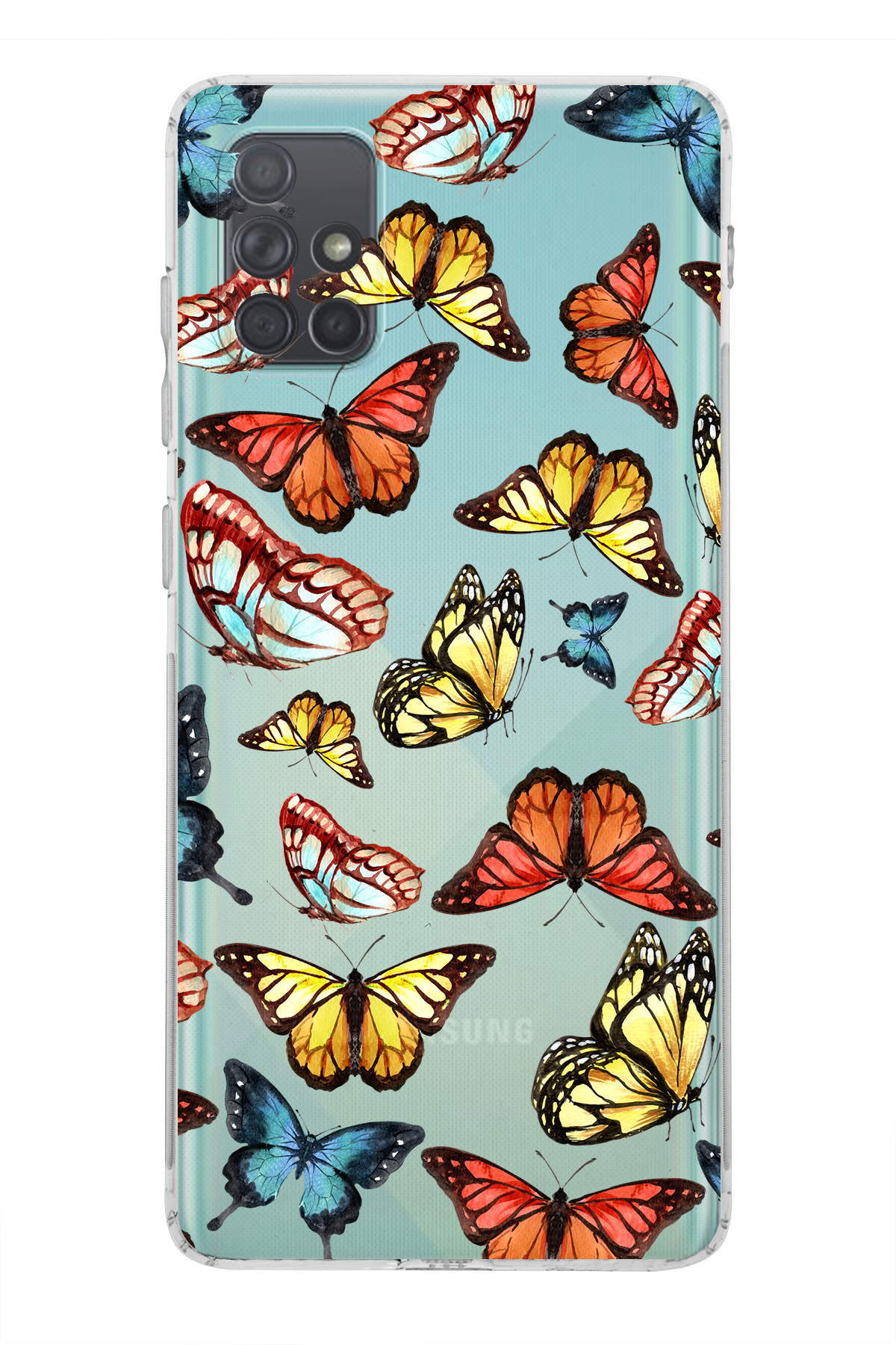 Samsung Galaxy A71 ile Uyumlu Water Color 2  Kamera Korumalı Şeffaf  Kılıf