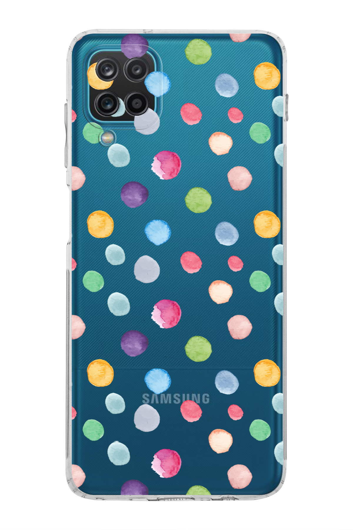 Samsung Galaxy A12 ile Uyumlu Water Color 6  Kamera Korumalı Şeffaf  Kılıf