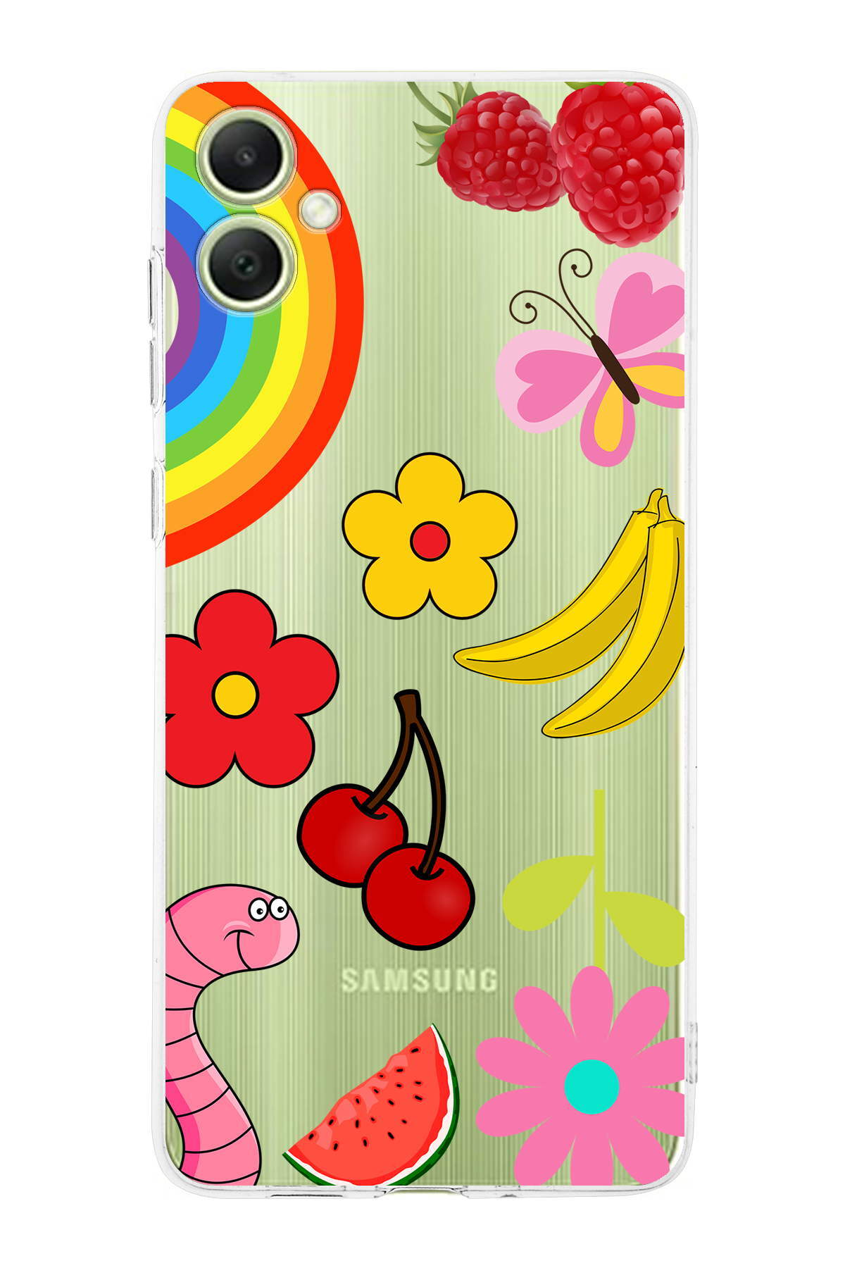 Samsung Galaxy A05 ile Uyumlu Water Color 5 Kamera Korumalı Şeffaf Kılıf