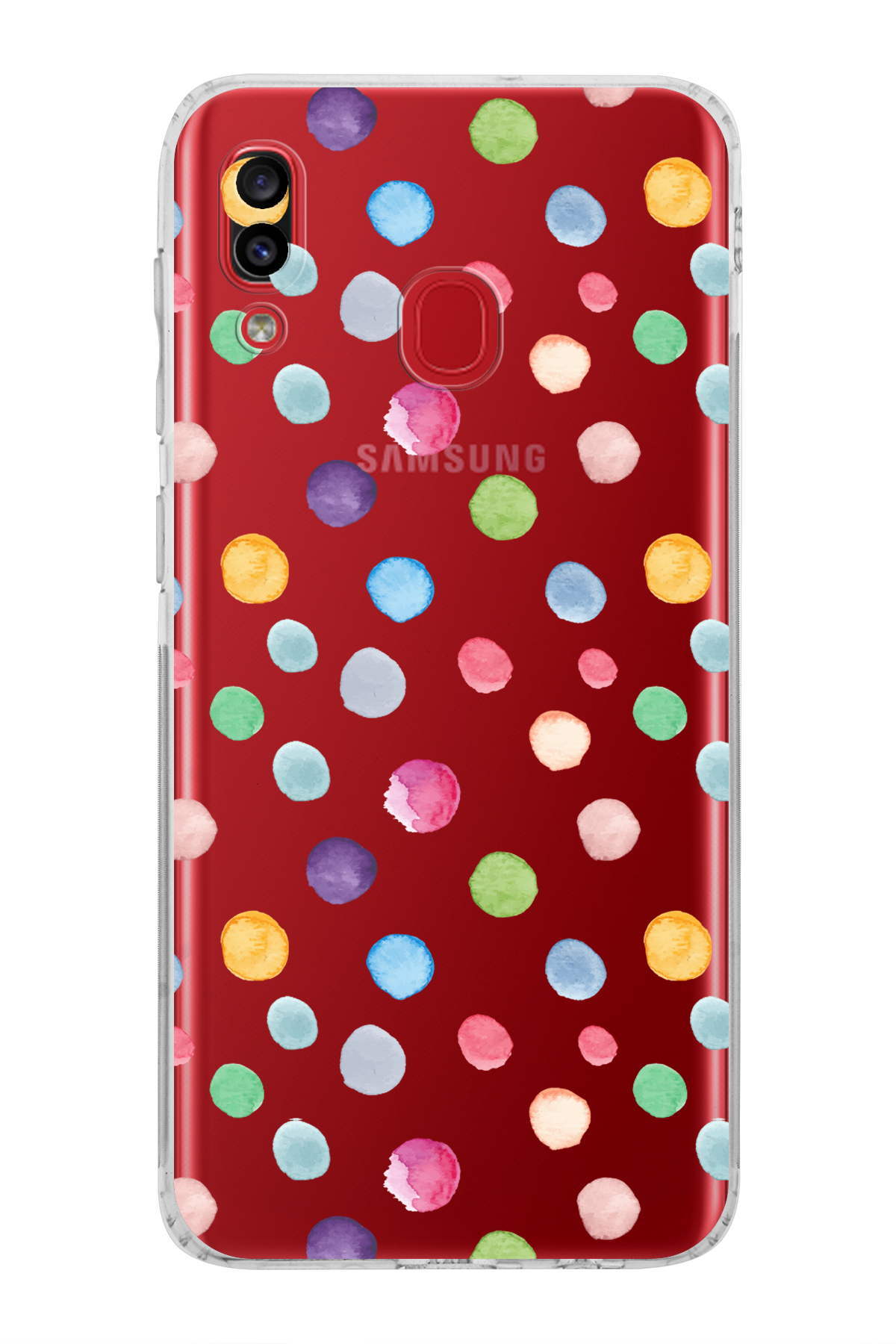 Samsung Galaxy A30 ile Uyumlu Water Color 6  Kamera Korumalı Şeffaf  Kılıf