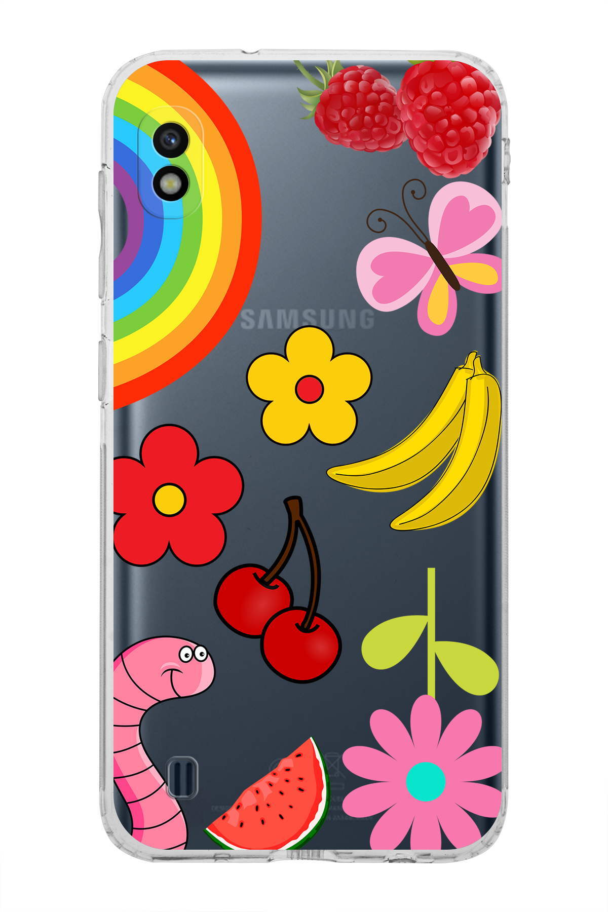 Samsung Galaxy A10 ile Uyumlu Water Color 5  Kamera Korumalı Şeffaf  Kılıf