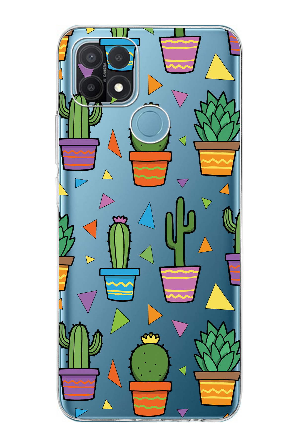 Oppo A15S ile Uyumlu Water Color 4  Kamera Korumalı Şeffaf  Kılıf