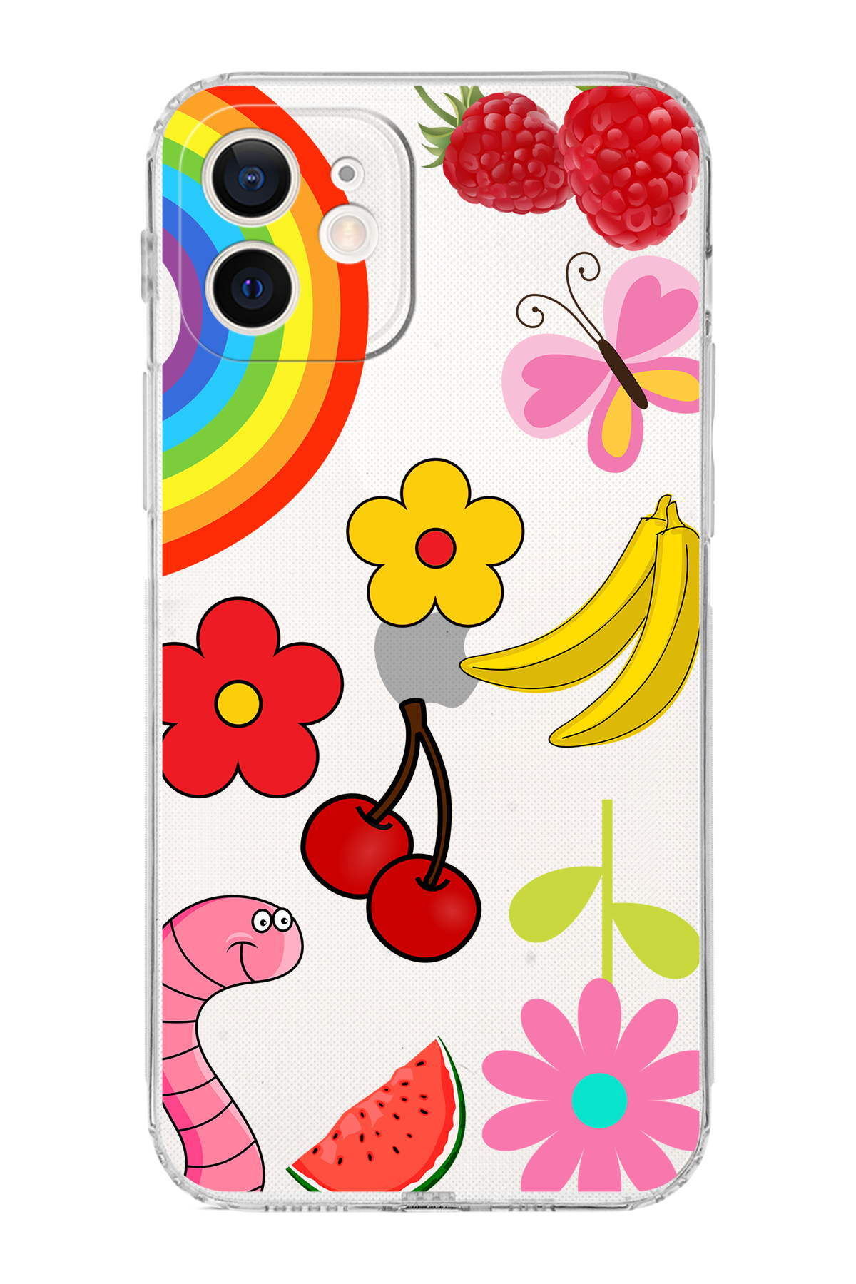 iPhone 12 ile Uyumlu Water Color 5  Kamera Korumalı Şeffaf  Kılıf