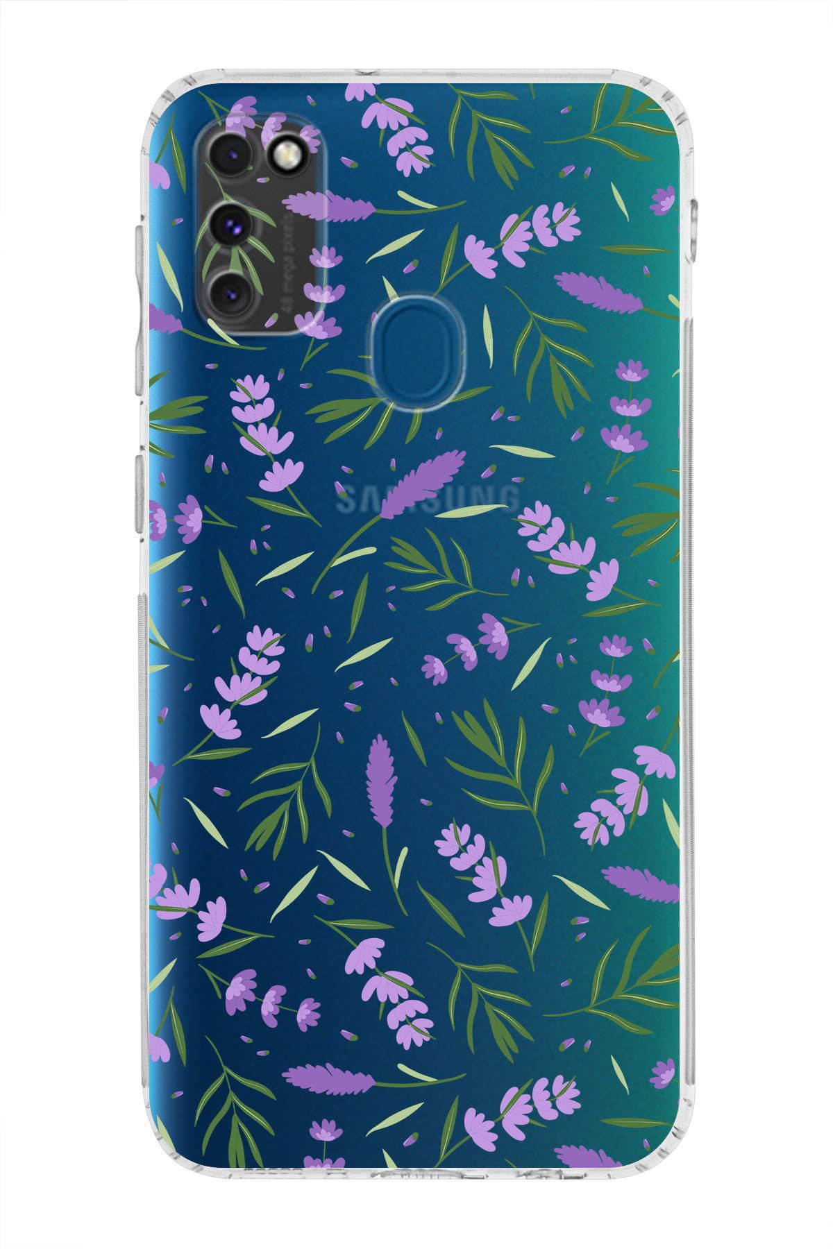 Samsung Galaxy M21 ile Uyumlu Water Color 3  Kamera Korumalı Şeffaf  Kılıf