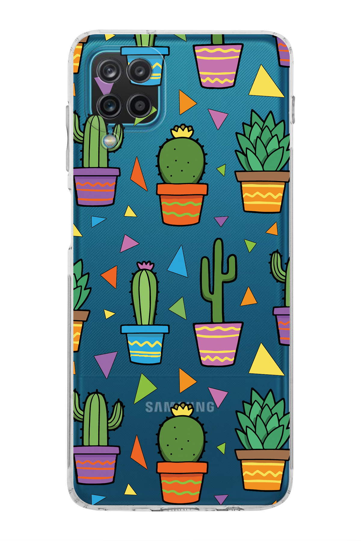 Samsung Galaxy A12 ile Uyumlu Water Color 4  Kamera Korumalı Şeffaf  Kılıf