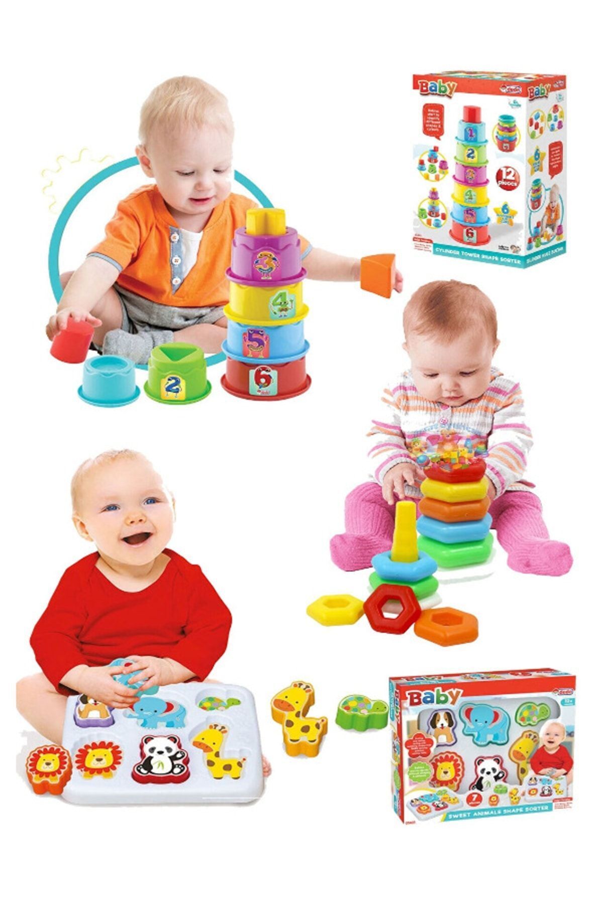 SAZE Hediyelik Sevimli Hayvanlar Bultak+silindir Kule Bultak+altıgen Halkalar Oyun Seti fotoğrafı 2 (önizleme)