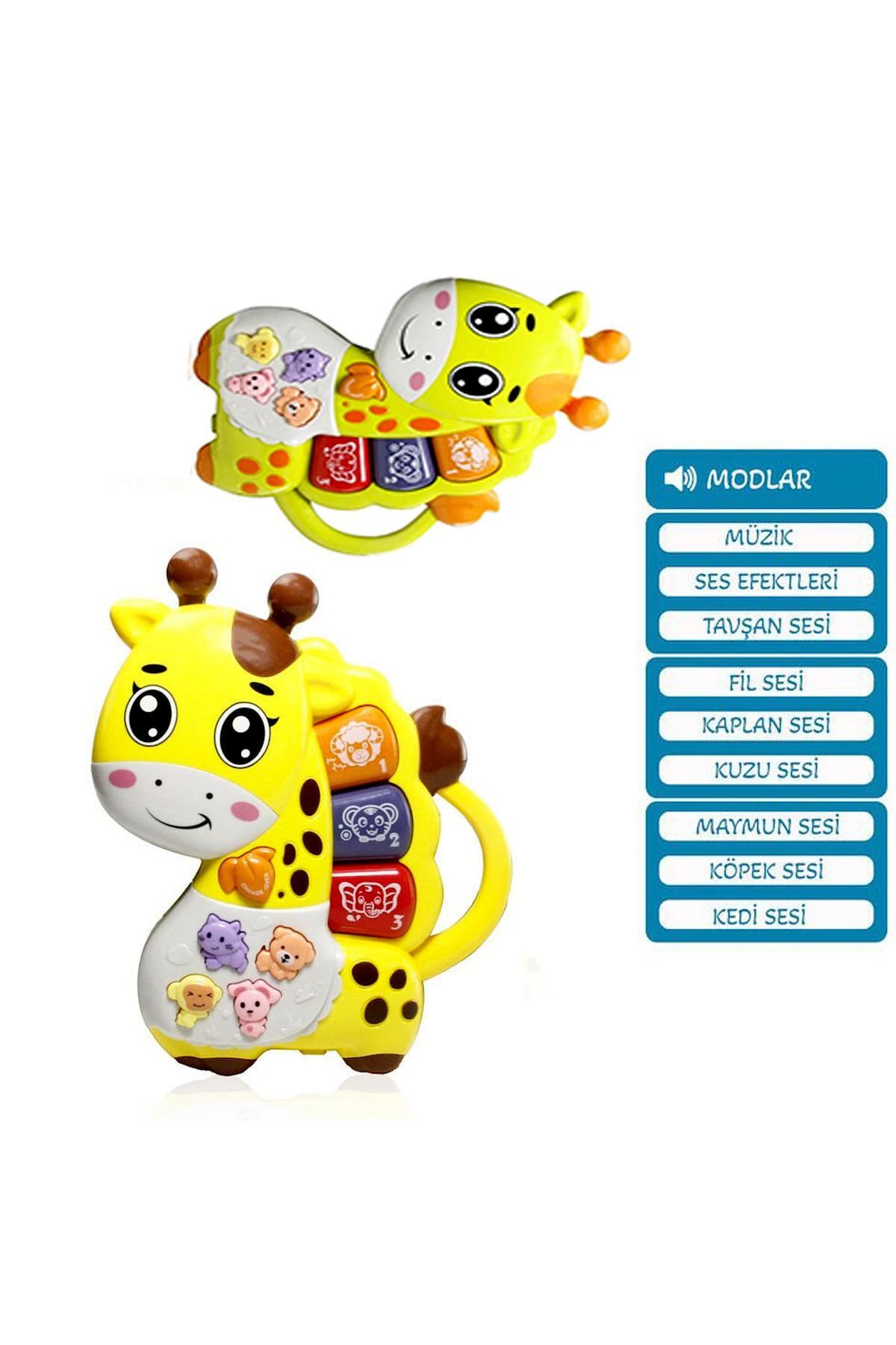 Giraffe with Light and Music supports the development of babies' fine motor and hand-eye coordination