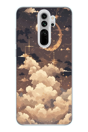 SUPER FRAME Xiaomi Redmi Note 8 PRO Uyumlu Bulutlar Tasarımlı Şeffaf Telefon ...