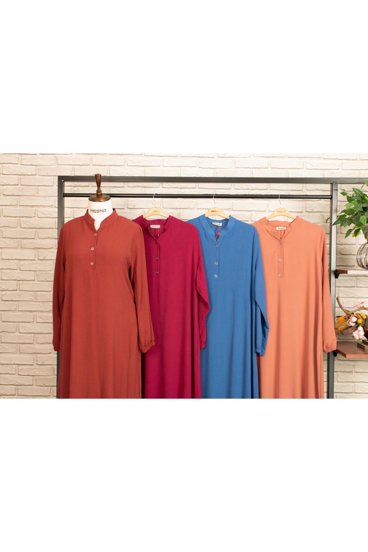HESNA-Ruffle Long Button Full Length Dress 8