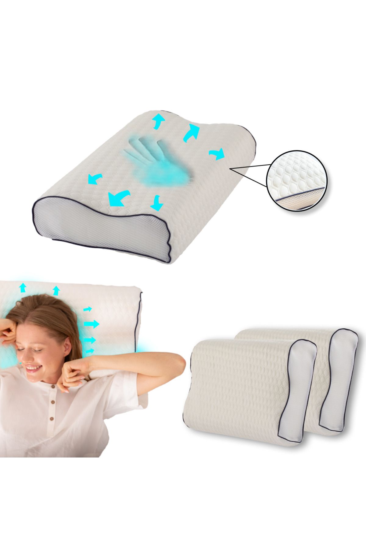 home sense-Orthopädisches Kissen, Nackenkissen bei Nackenschmerzen, maschinenwaschbares Schlafkissen für Si 1