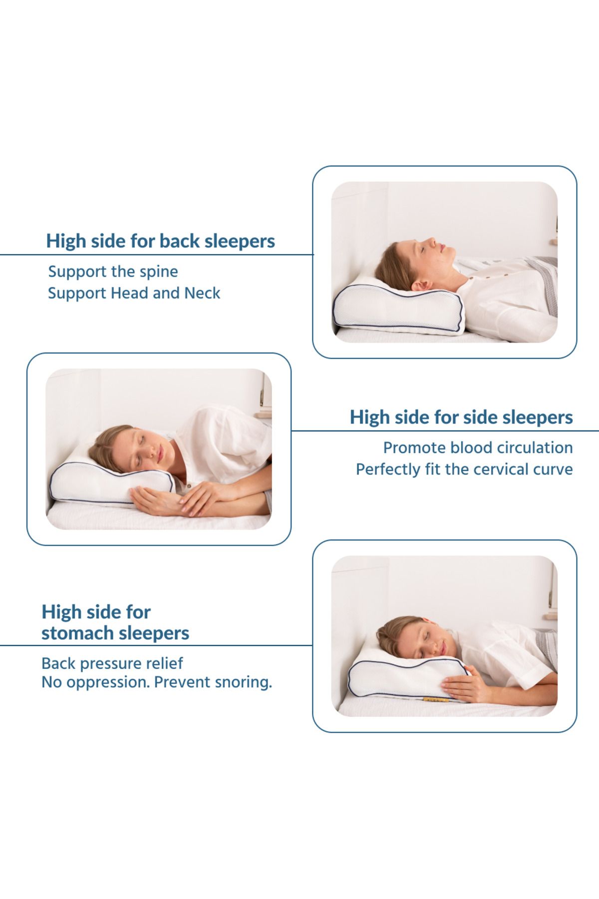 home sense-Orthopädisches Kissen, Nackenkissen bei Nackenschmerzen, maschinenwaschbares Schlafkissen für Si 5