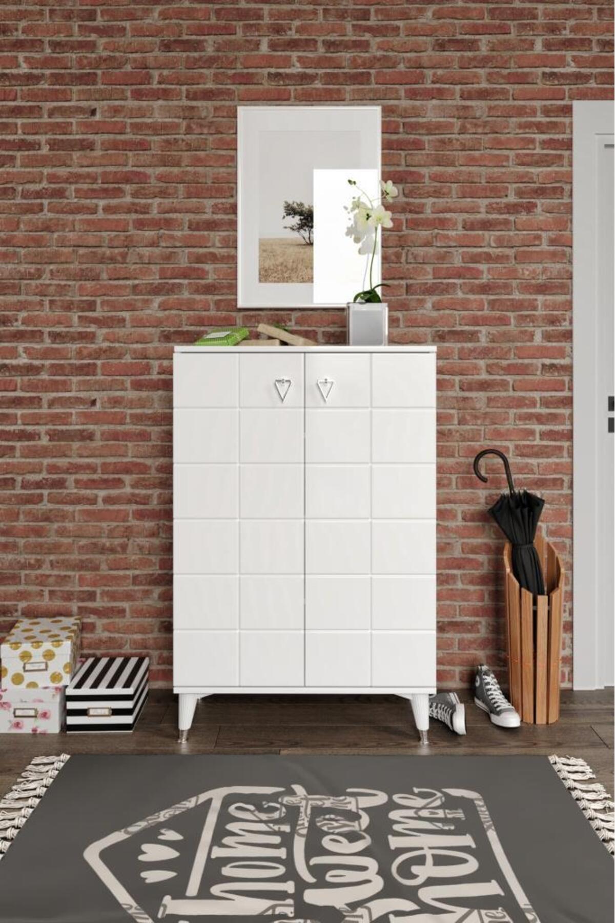 Bella Shoe Cabinet Multipurpose Wardrobe Kitchen Pantry Balcony White Silver