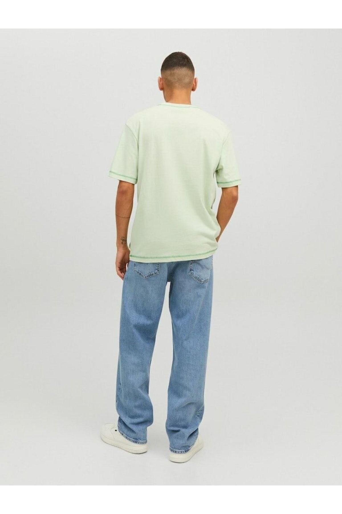 تی شرت سبز مردانه Jack Jones یقه خدمه جورفادد آبی 12234809 Jack & Jones