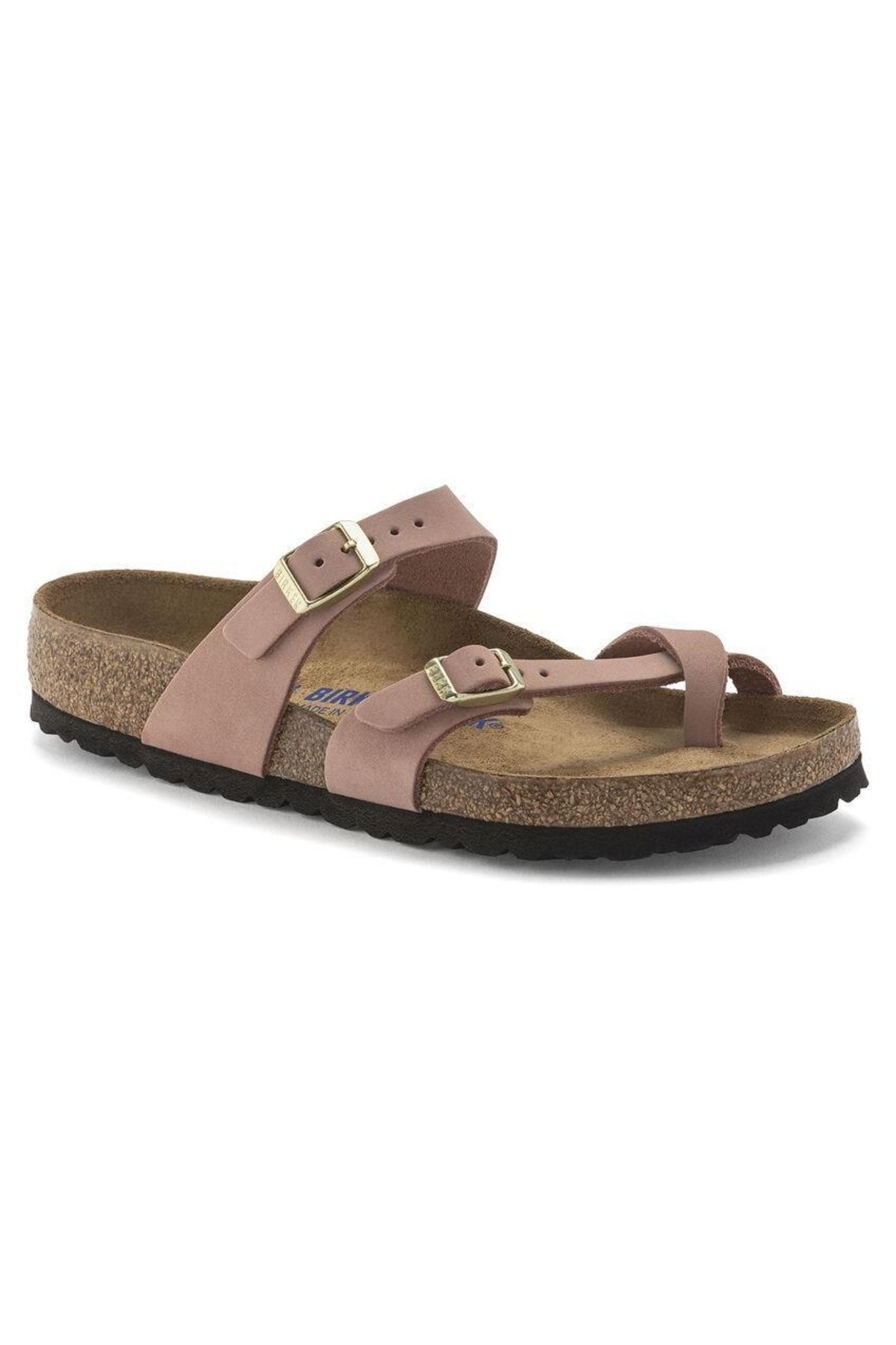 دمپایی صورتی زنانه چرمی نوبوک با کف پا نرم مایاری Birkenstock