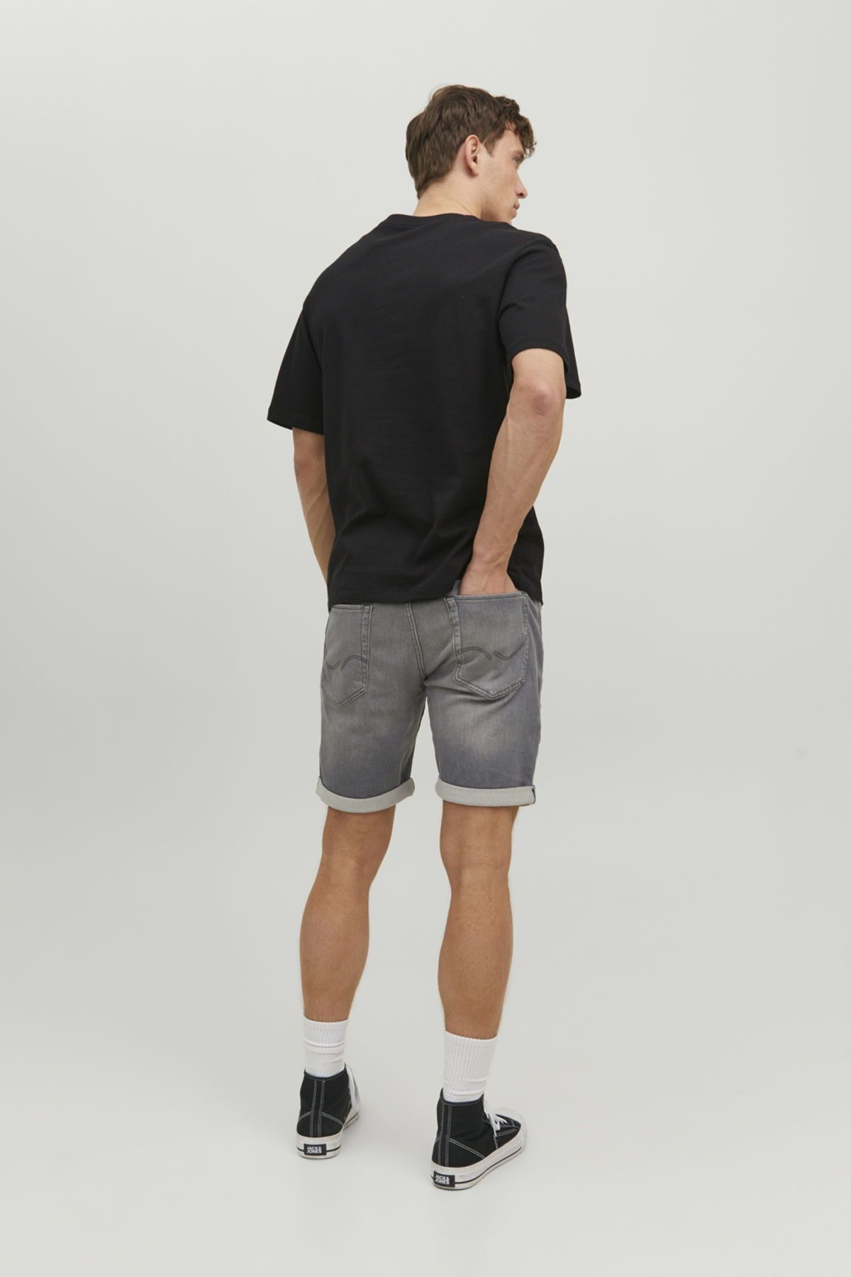 تی شرت مشکی مردانه سیاه Jack Jones طرح دار با لوگو Jorwaves 12235278 Jack & Jones