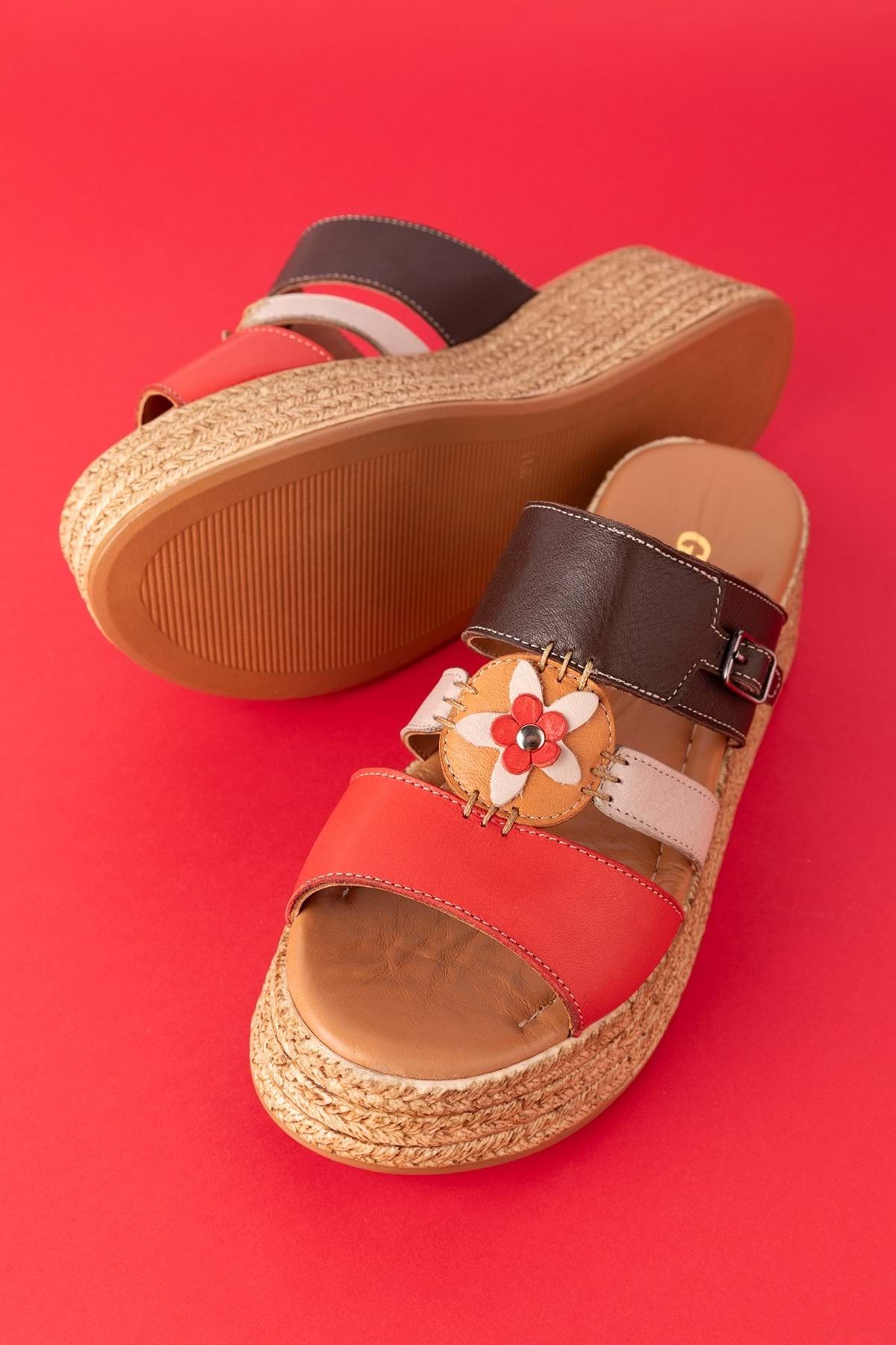 Gondol-Genuine Leather Women's Platform Heeled Slippers - mlk.5254 6