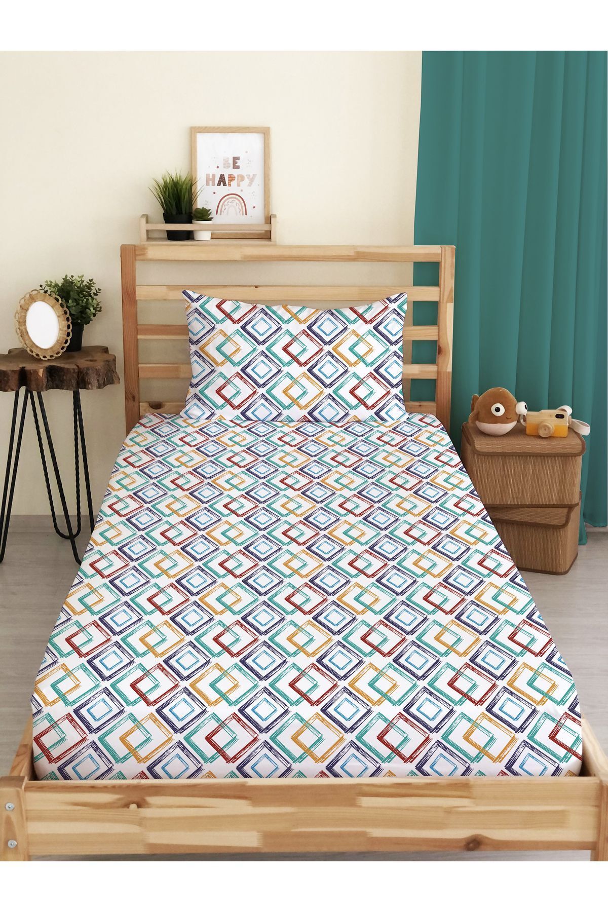 Evmila-Colorful Patterned Printed Single Elastic Sheet Set 1