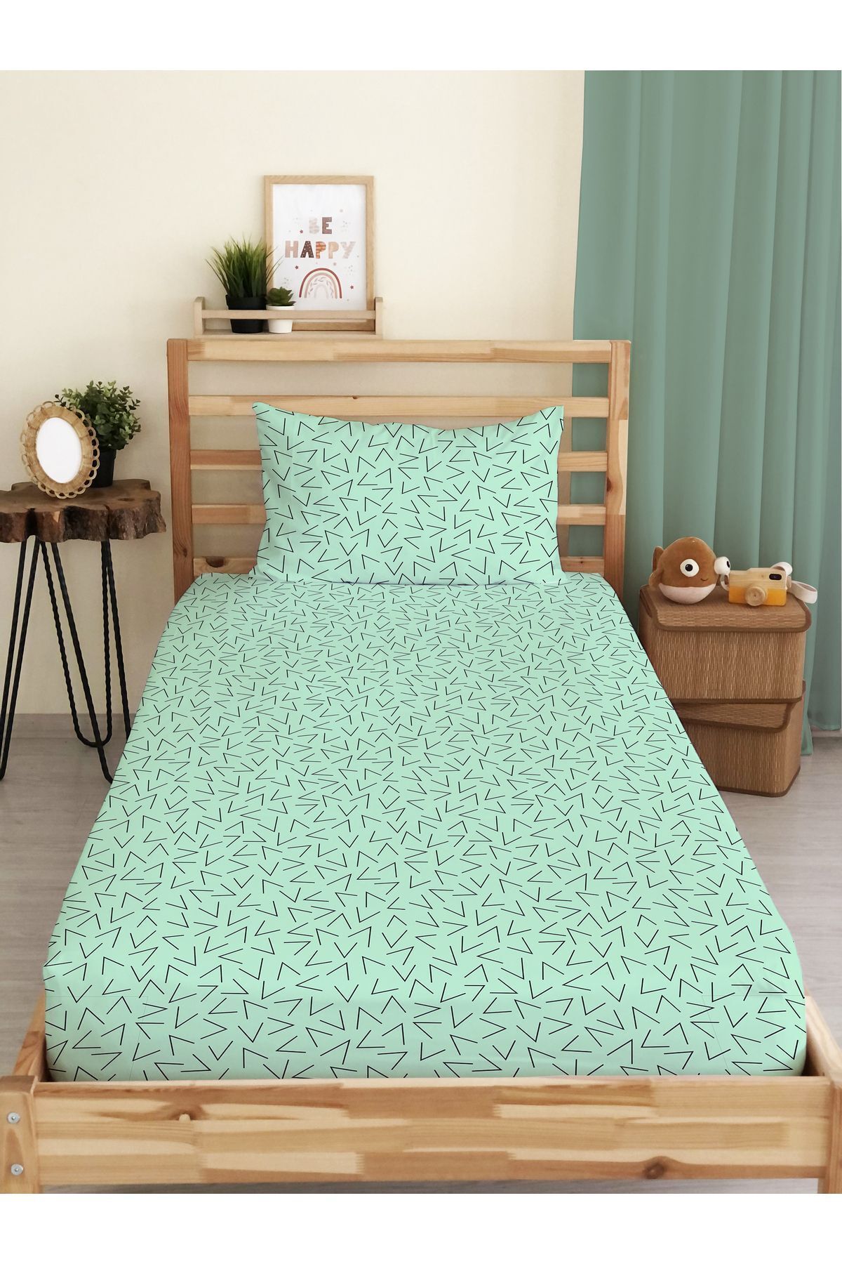 Evmila-Modern Patterned Printed Single Elastic Sheet Set 1
