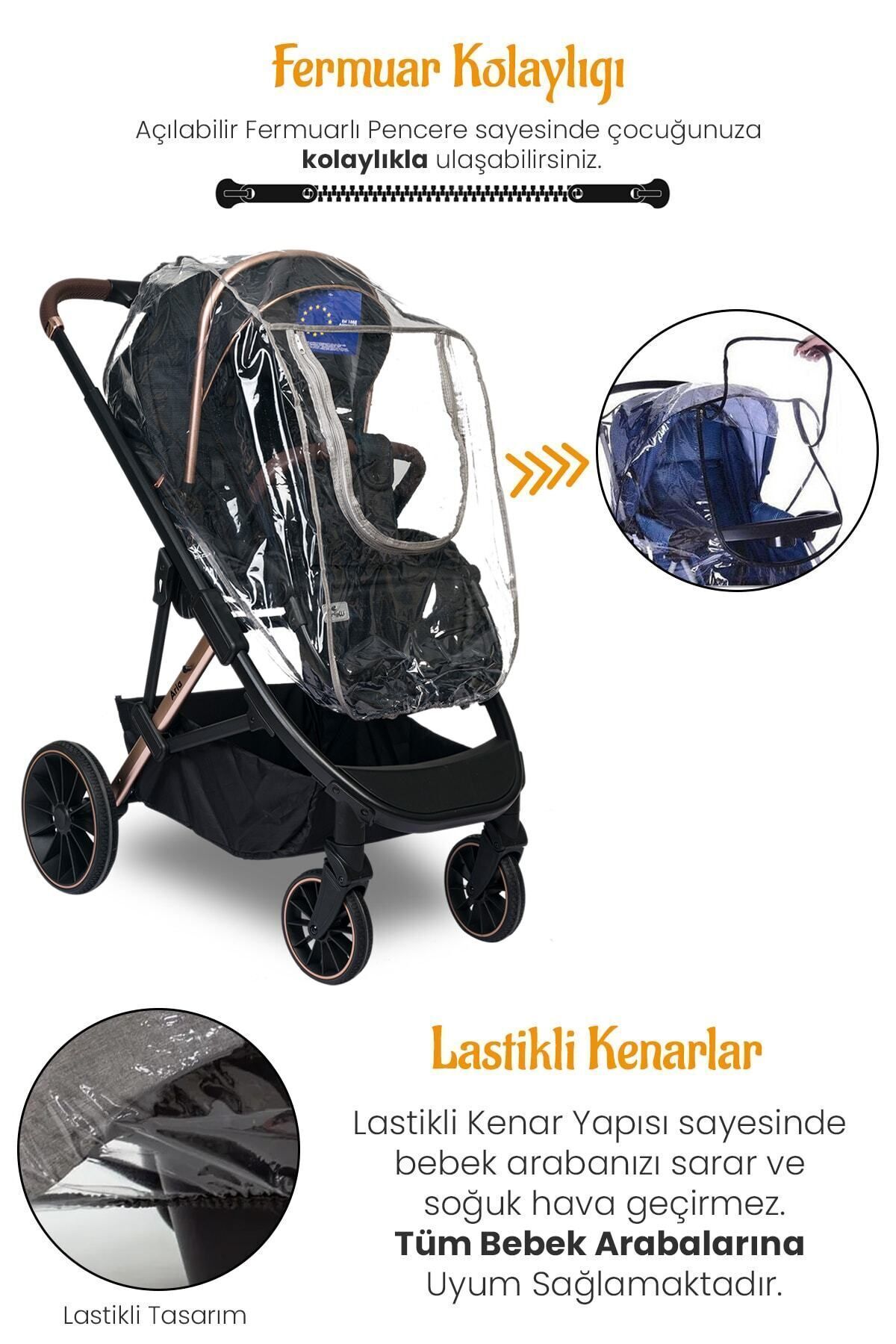 LORELLİ Travel Sistem Fermuarlı Bebek Arabası Yağmurluğu Yağmurluk fotoğrafı 2 (önizleme)