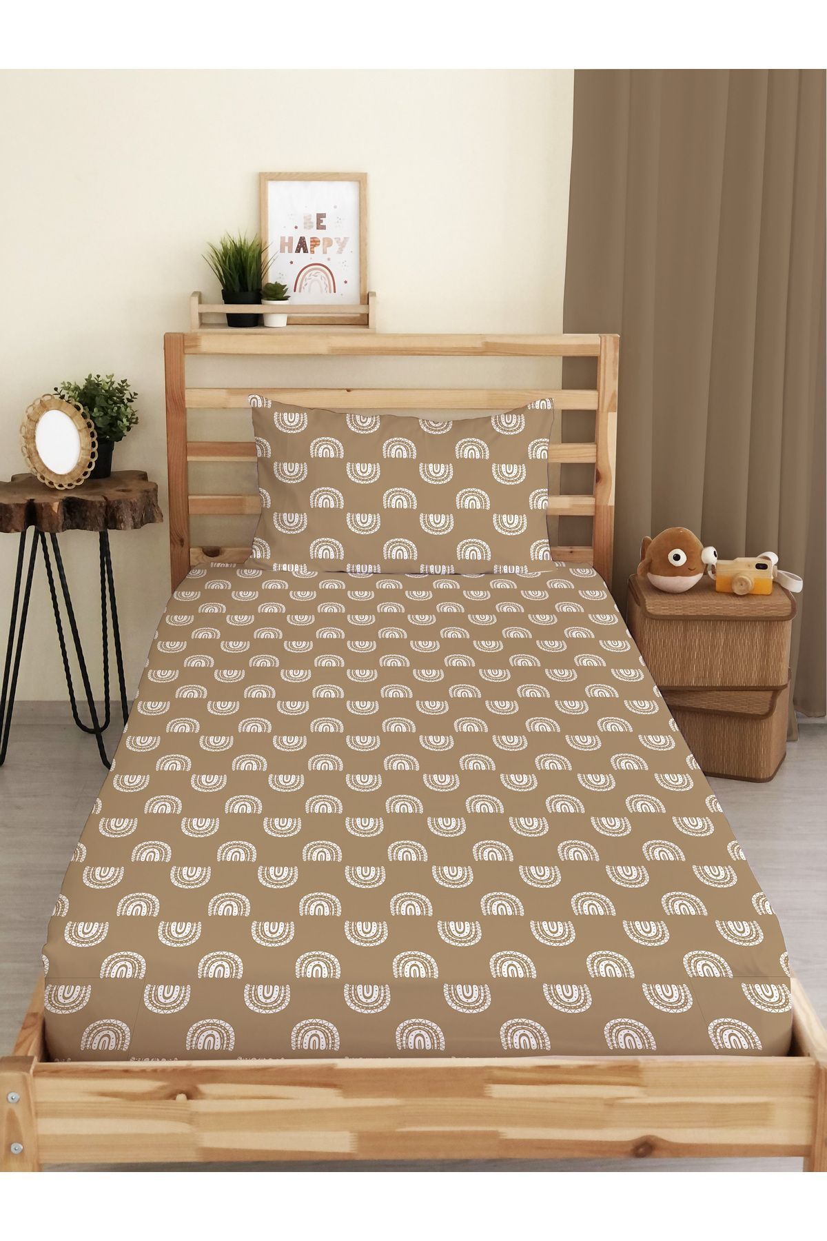 Evmila-Rainbow Patterned Printed Single Elastic Sheet Set 1
