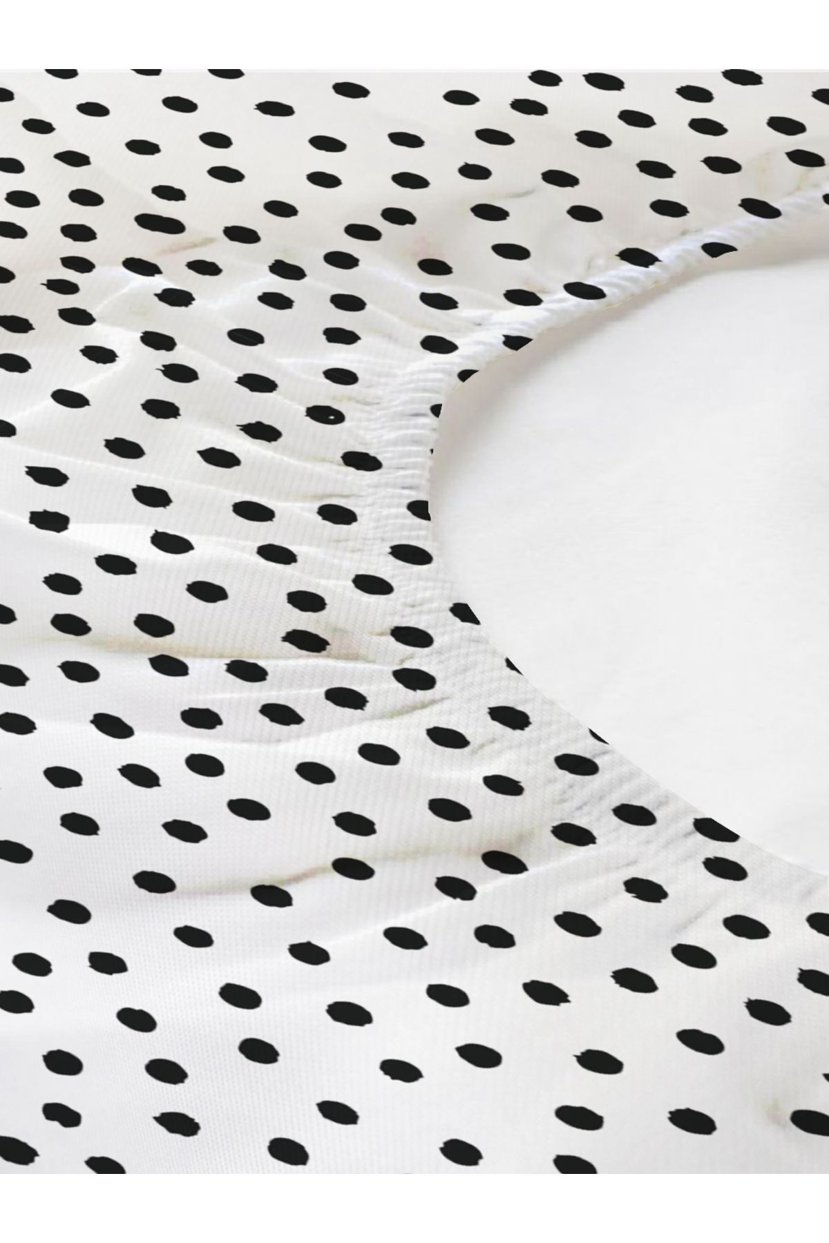 Evmila-Polka Dot Patterned Printed Single Elastic Sheet Set 2